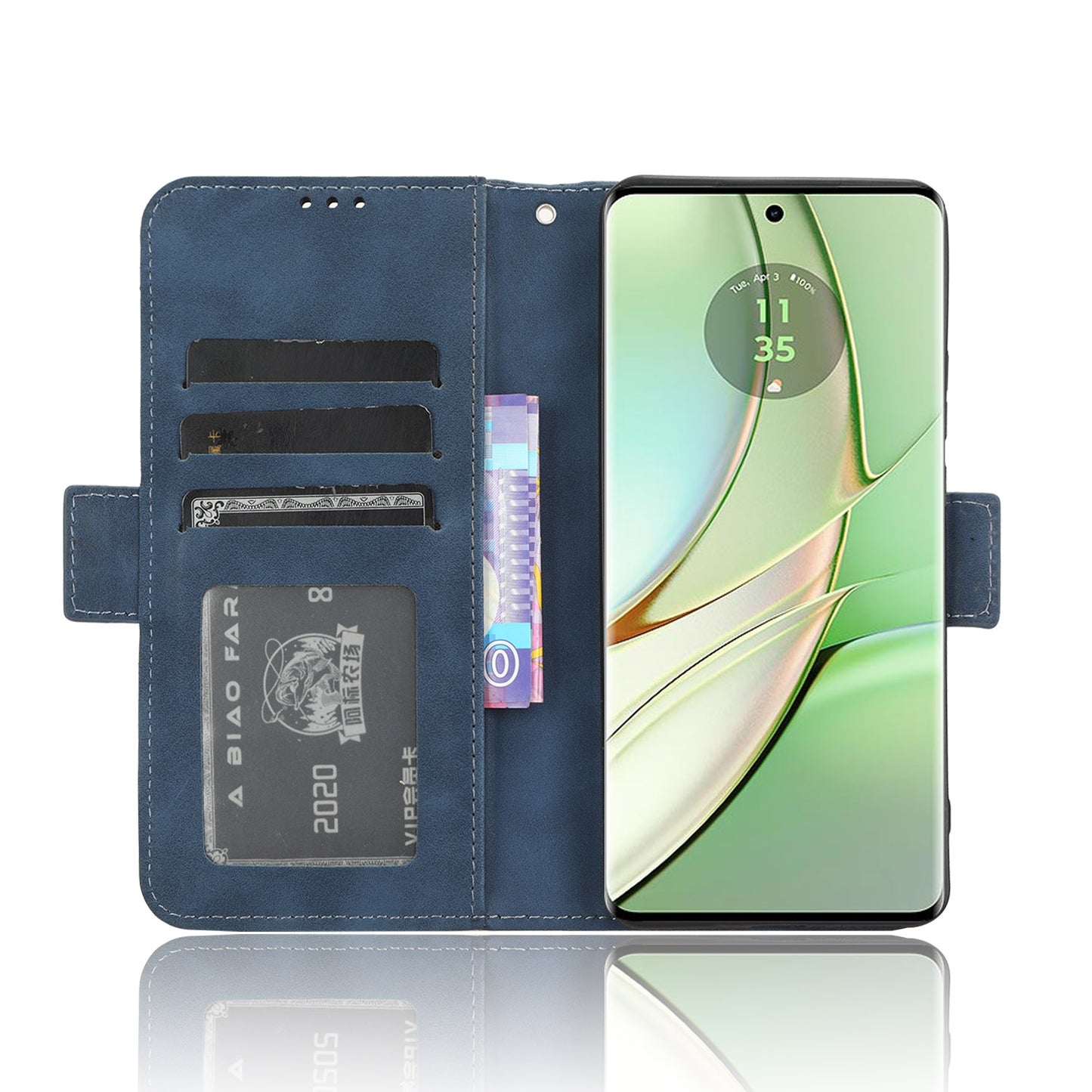 Motorola Edge 40 Skin Feel PU Leather Wallet Phone Case with Card Slots, Cash Pocket, Magnetic Closure, Built-In Stand, Full Protection TPU Cover