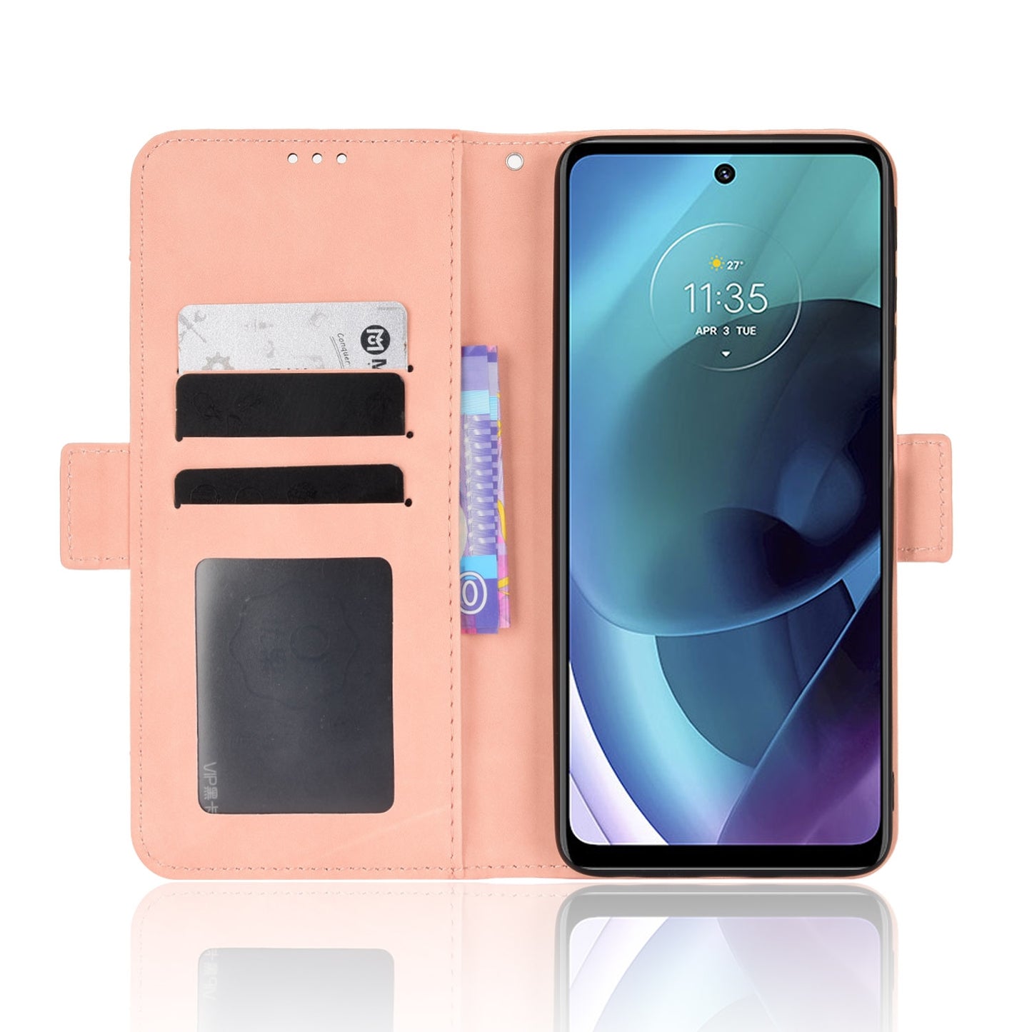 Motorola Moto G52J 5G Skin Feel PU Leather Wallet Phone Case with Card Slots, Cash Pocket, Magnetic Closure, Built-In Stand, Full Protection TPU Cover