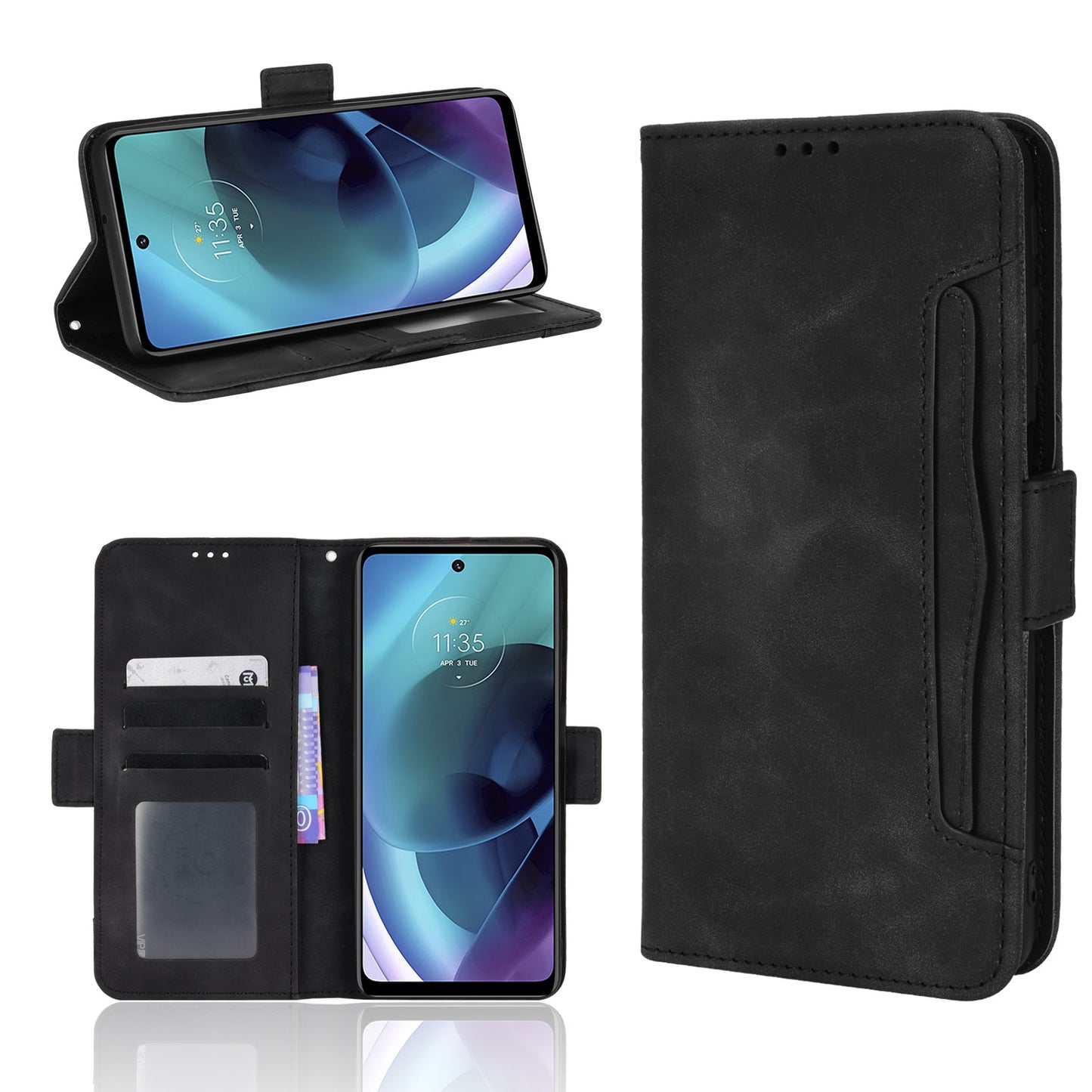 Motorola Moto G52J 5G Skin Feel PU Leather Wallet Phone Case with Card Slots, Cash Pocket, Magnetic Closure, Built-In Stand, Full Protection TPU Cover