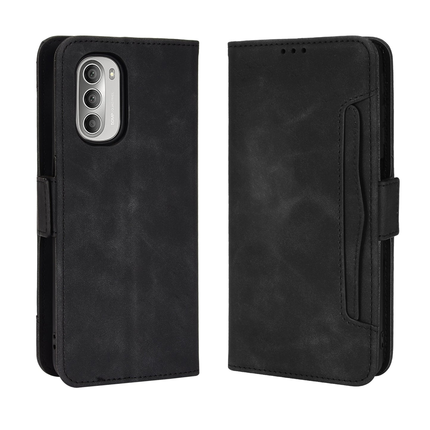 Motorola Moto G52J 5G Skin Feel PU Leather Wallet Phone Case with Card Slots, Cash Pocket, Magnetic Closure, Built-In Stand, Full Protection TPU Cover
