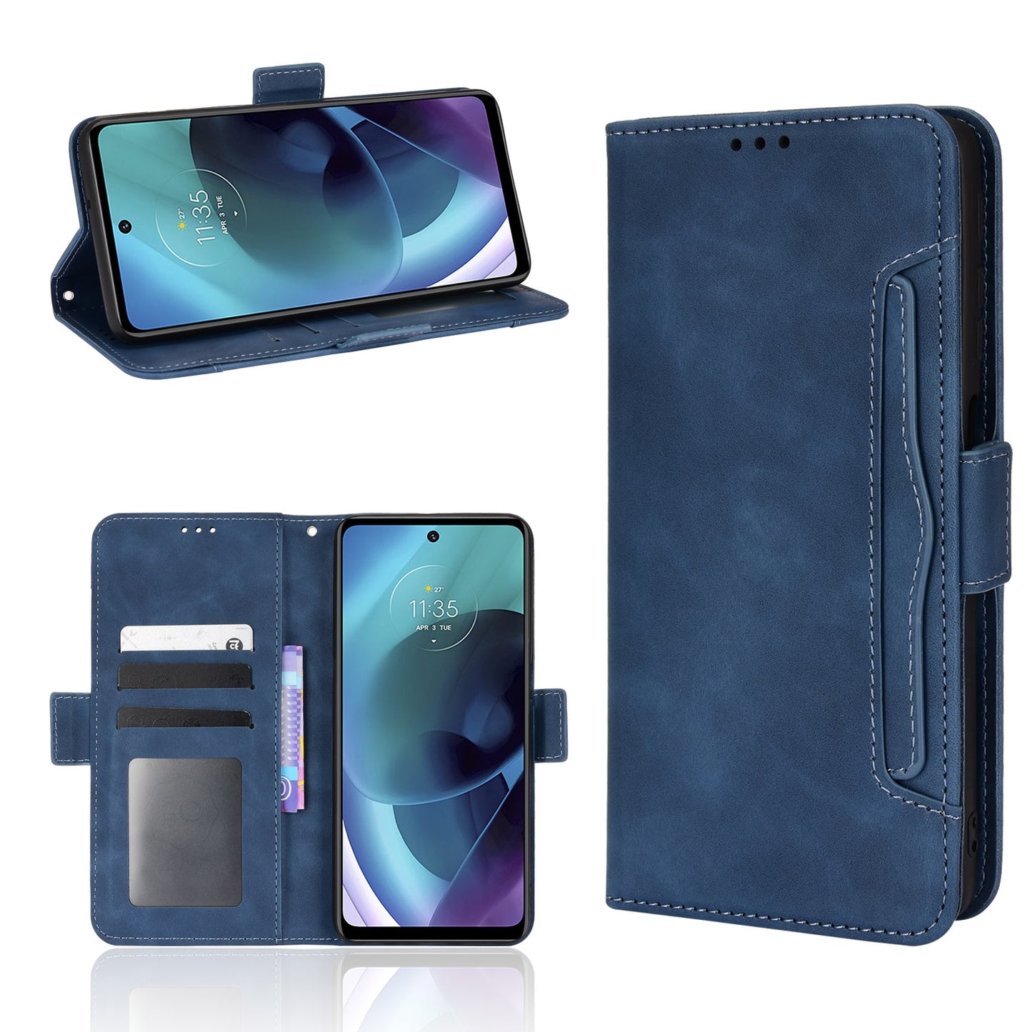 Motorola Moto G52J 5G Skin Feel PU Leather Wallet Phone Case with Card Slots, Cash Pocket, Magnetic Closure, Built-In Stand, Full Protection TPU Cover