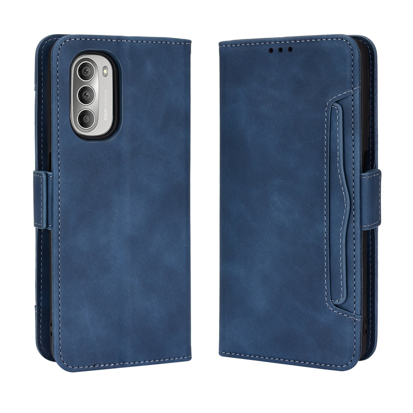 Motorola Moto G52J 5G Skin Feel PU Leather Wallet Phone Case with Card Slots, Cash Pocket, Magnetic Closure, Built-In Stand, Full Protection TPU Cover