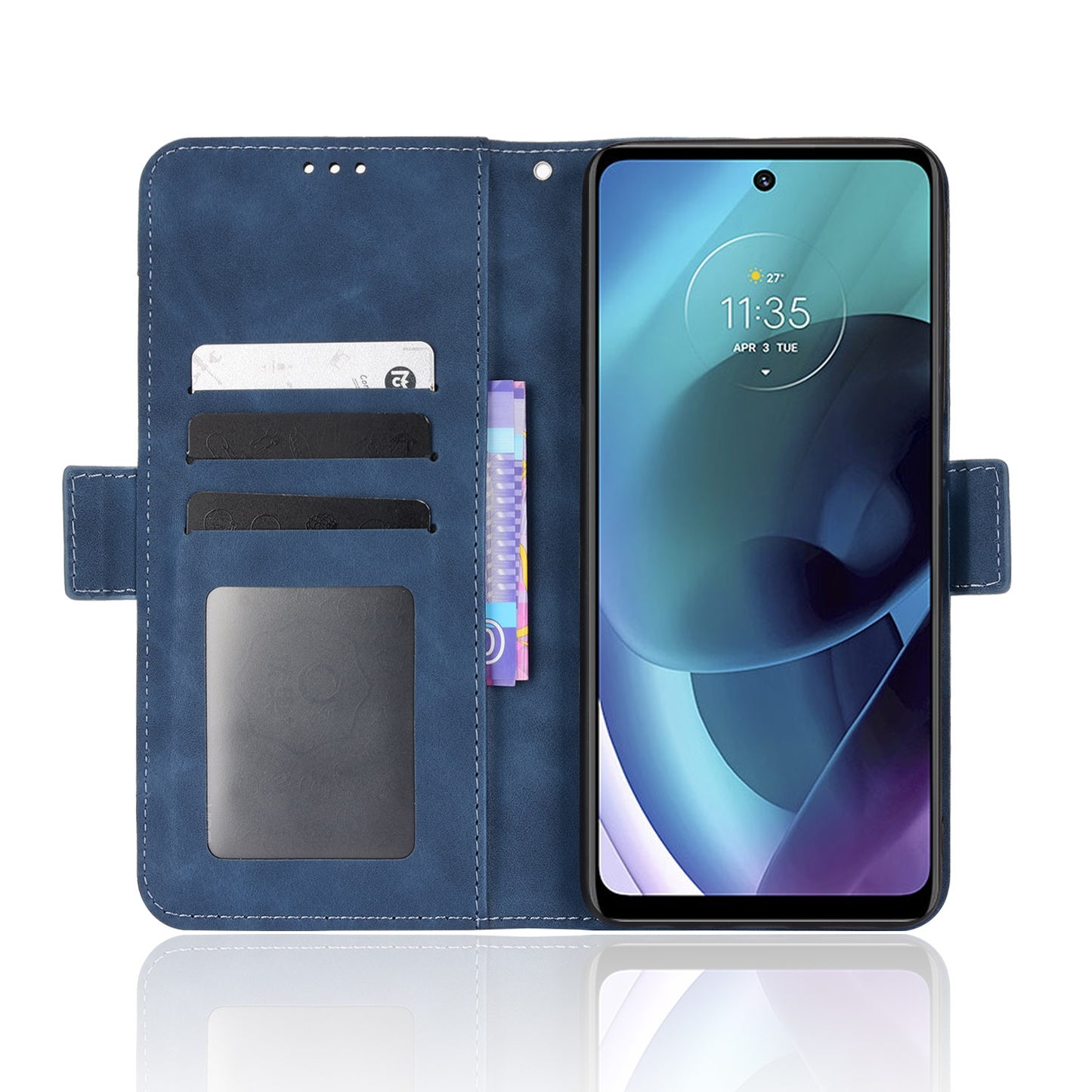 Motorola Moto G52J 5G Skin Feel PU Leather Wallet Phone Case with Card Slots, Cash Pocket, Magnetic Closure, Built-In Stand, Full Protection TPU Cover