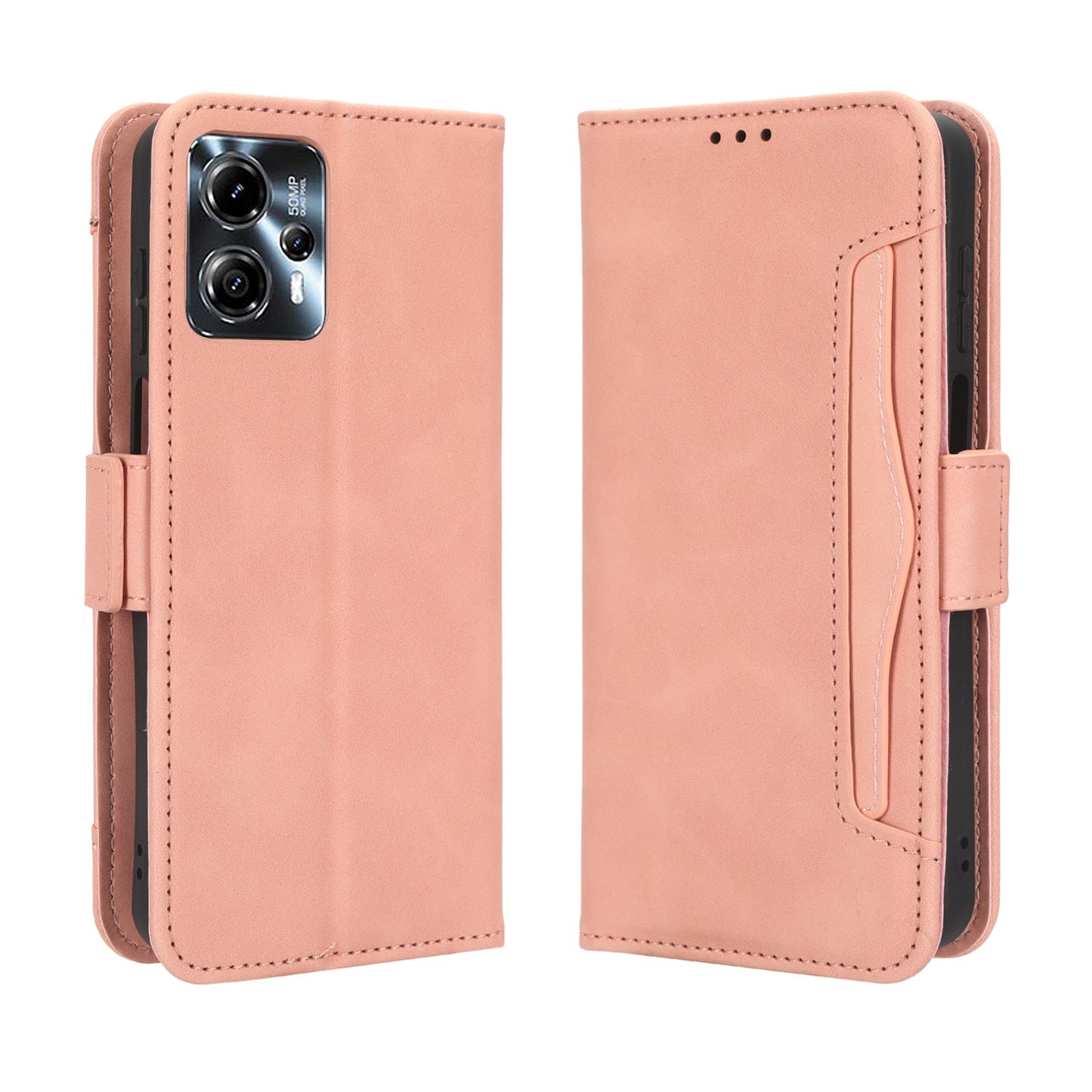 Motorola Moto G53 Skin Feel PU Leather Wallet Phone Case with Card Slots, Cash Pocket, Magnetic Closure, Built-In Stand, Full Protection TPU Cover