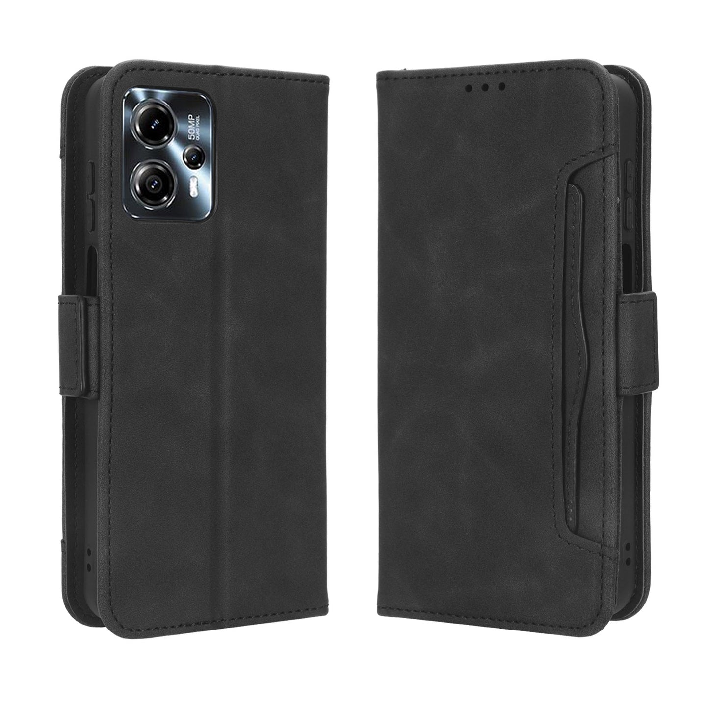 Motorola Moto G13 Skin Feel PU Leather Wallet Phone Case with Card Slots, Cash Pocket, Magnetic Closure, Built-In Stand, Full Protection TPU Cover