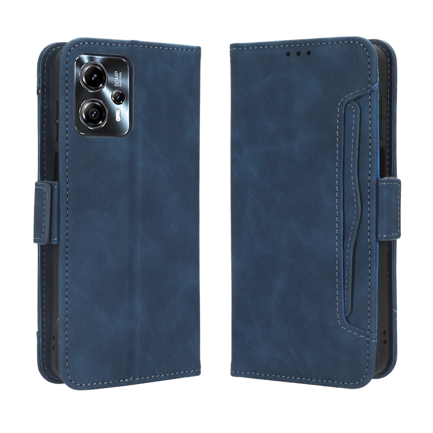 Motorola Moto G53 Skin Feel PU Leather Wallet Phone Case with Card Slots, Cash Pocket, Magnetic Closure, Built-In Stand, Full Protection TPU Cover