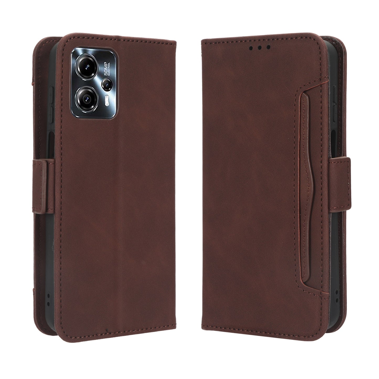 Motorola Moto G13 Skin Feel PU Leather Wallet Phone Case with Card Slots, Cash Pocket, Magnetic Closure, Built-In Stand, Full Protection TPU Cover