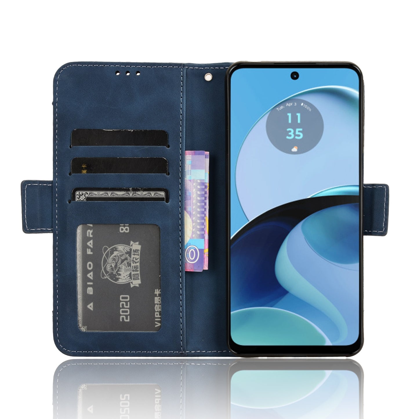 Motorola Moto G14 4G Skin Feel PU Leather Wallet Phone Case with Card Slots, Cash Pocket, Magnetic Closure, Built-In Stand, Full Protection TPU Cover