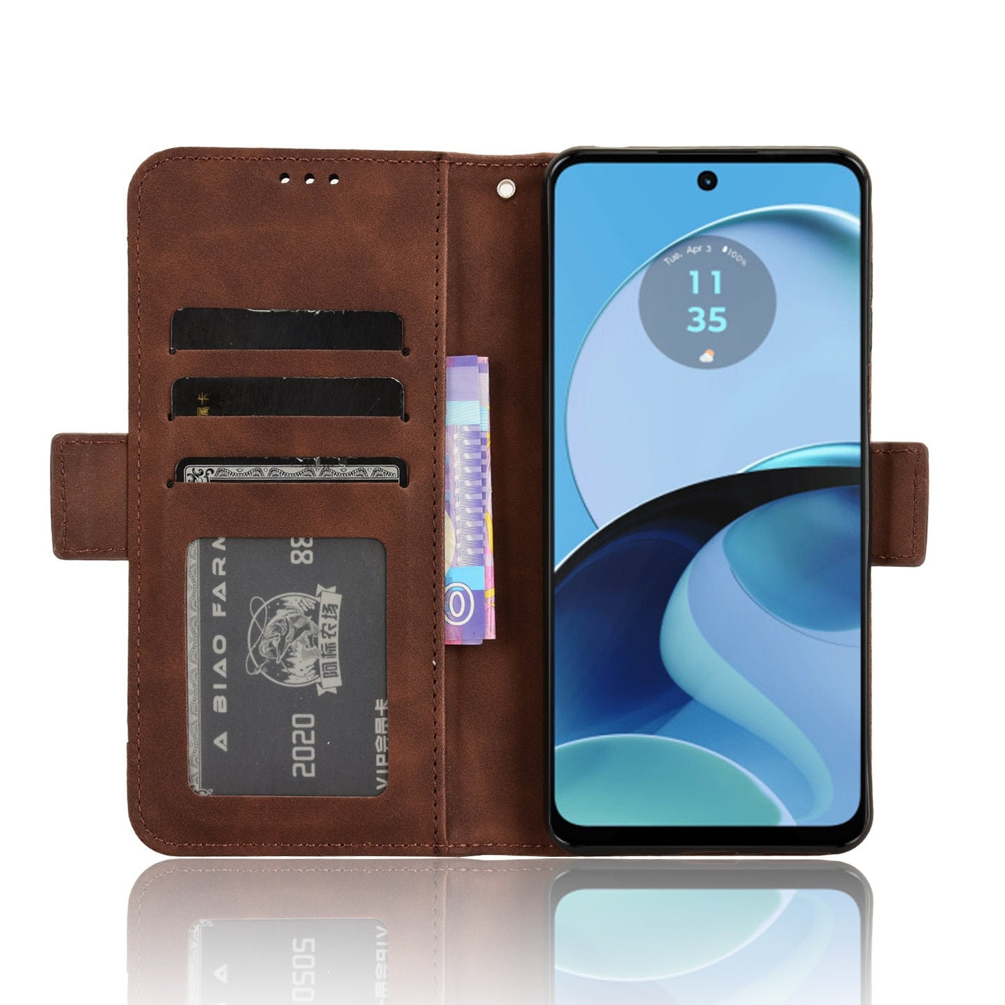 Motorola Moto G14 4G Skin Feel PU Leather Wallet Phone Case with Card Slots, Cash Pocket, Magnetic Closure, Built-In Stand, Full Protection TPU Cover