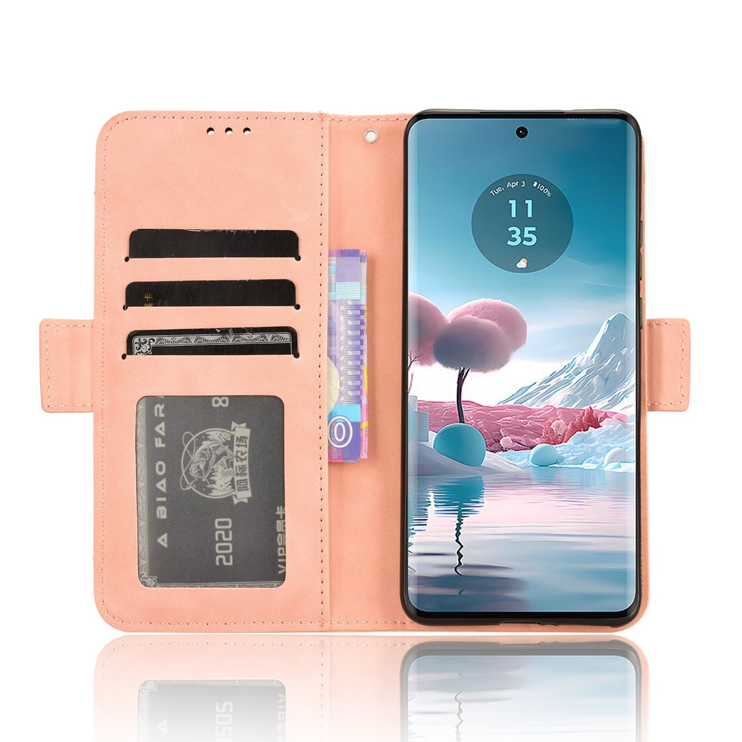 Motorola Edge 40 Neo 5G Skin Feel PU Leather Wallet Phone Case with Card Slots, Cash Pocket, Magnetic Closure, Built-In Stand, Full Protection TPU Cover