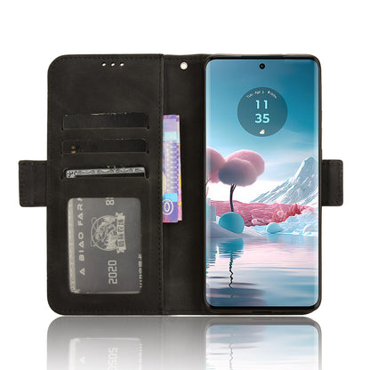 Motorola Edge 40 Neo 5G Skin Feel PU Leather Wallet Phone Case with Card Slots, Cash Pocket, Magnetic Closure, Built-In Stand, Full Protection TPU Cover