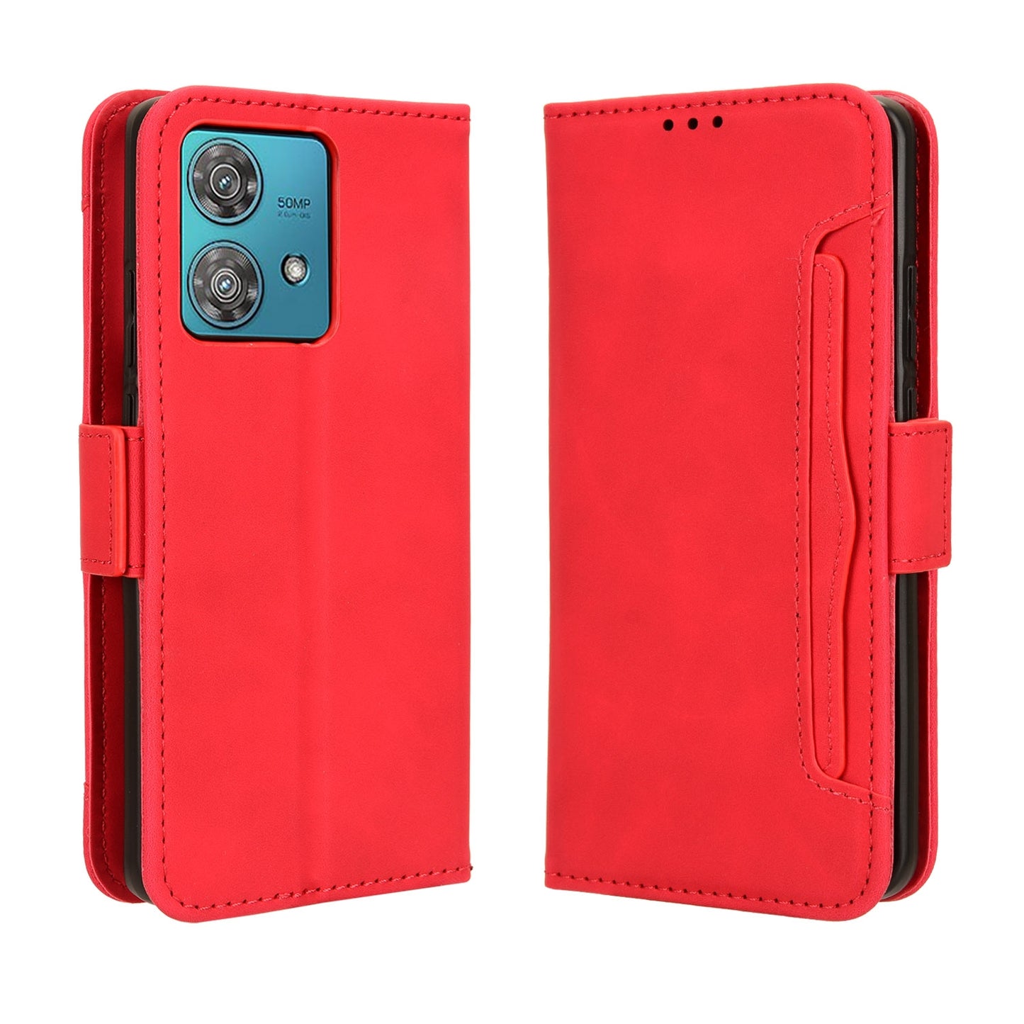 Motorola Edge 40 Neo 5G Skin Feel PU Leather Wallet Phone Case with Card Slots, Cash Pocket, Magnetic Closure, Built-In Stand, Full Protection TPU Cover