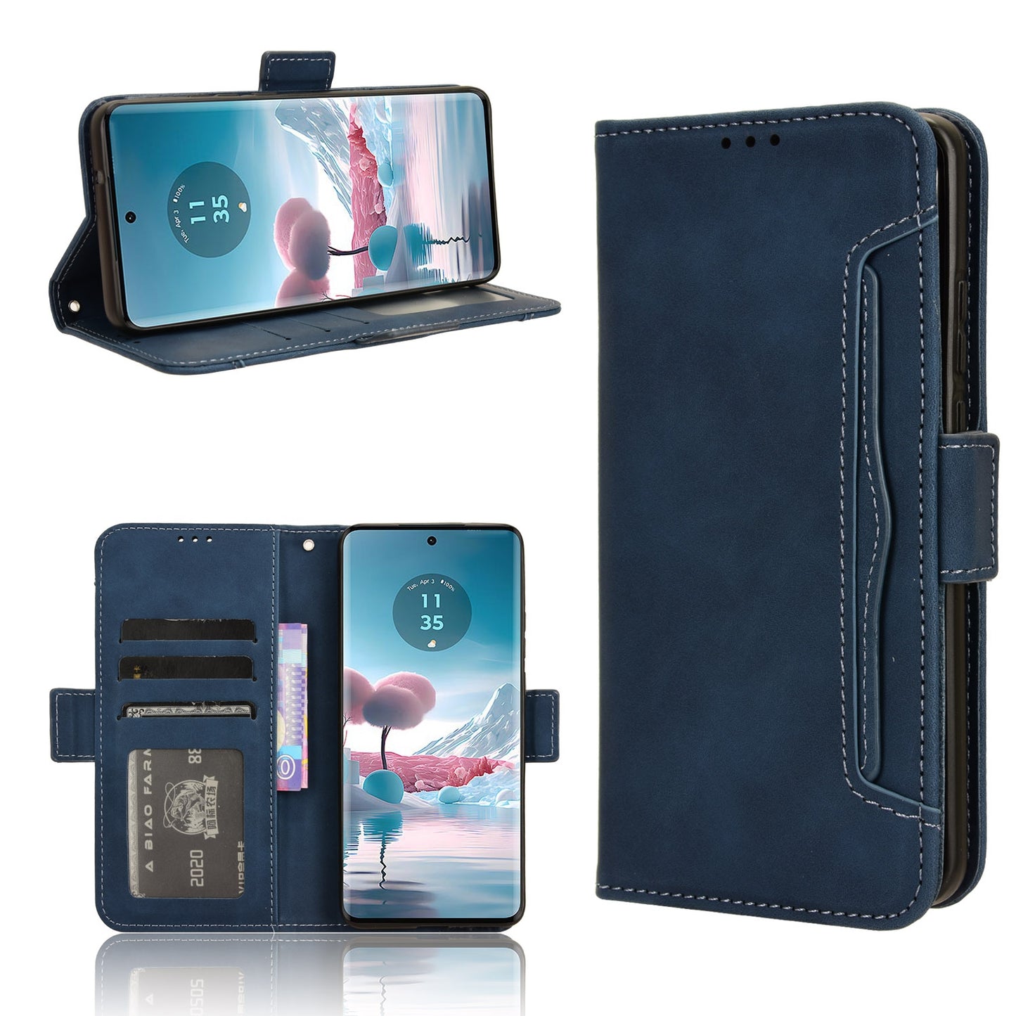 Motorola Edge 40 Neo 5G Skin Feel PU Leather Wallet Phone Case with Card Slots, Cash Pocket, Magnetic Closure, Built-In Stand, Full Protection TPU Cover