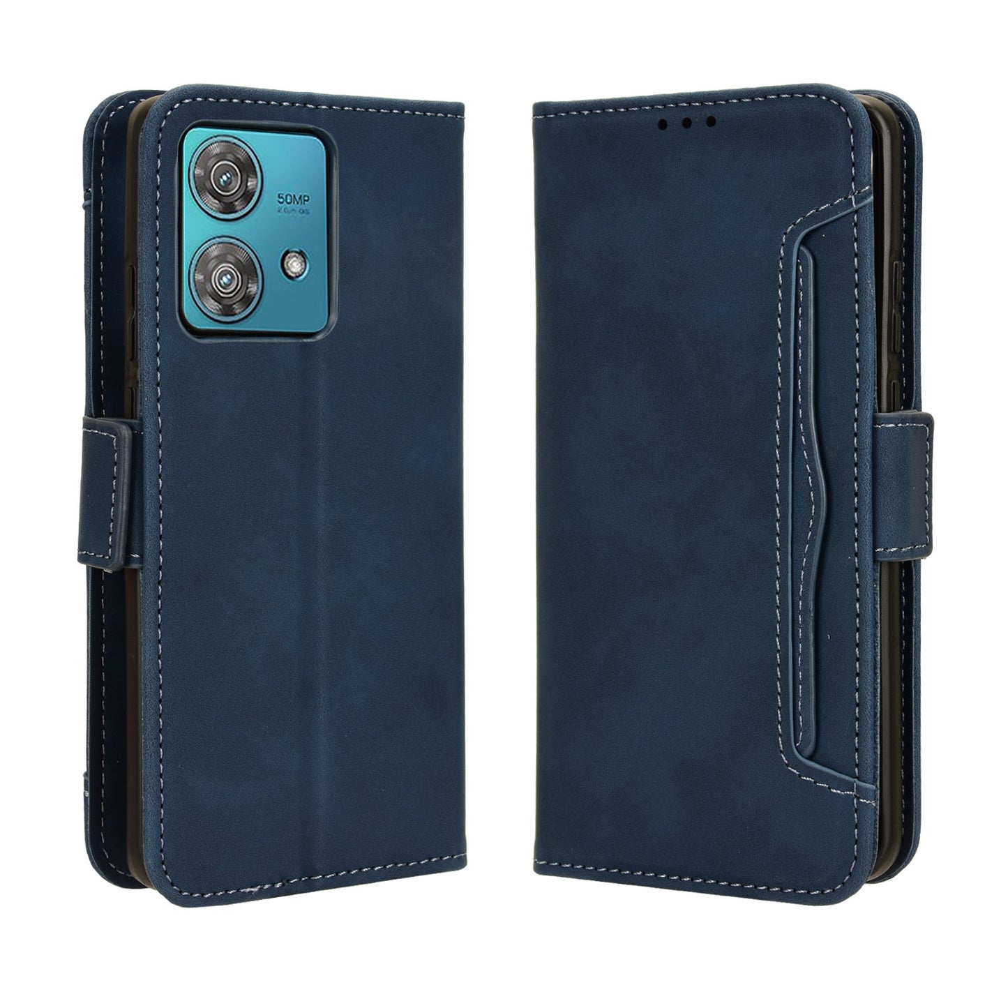 Motorola Edge 40 Neo 5G Skin Feel PU Leather Wallet Phone Case with Card Slots, Cash Pocket, Magnetic Closure, Built-In Stand, Full Protection TPU Cover