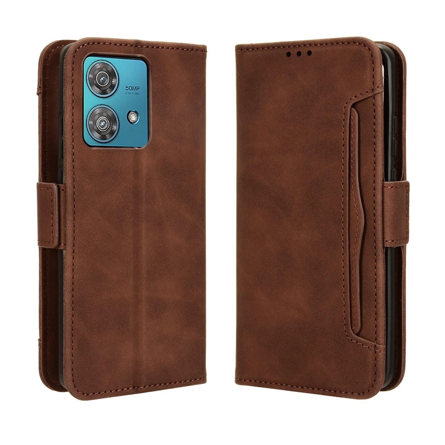 Motorola Edge 40 Neo 5G Skin Feel PU Leather Wallet Phone Case with Card Slots, Cash Pocket, Magnetic Closure, Built-In Stand, Full Protection TPU Cover