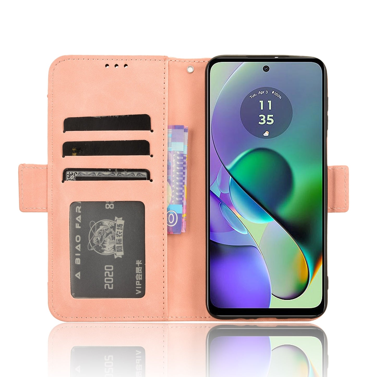 Motorola Moto G54 5G Skin Feel PU Leather Wallet Phone Case with Card Slots, Cash Pocket, Magnetic Closure, Built-In Stand, Full Protection TPU Cover
