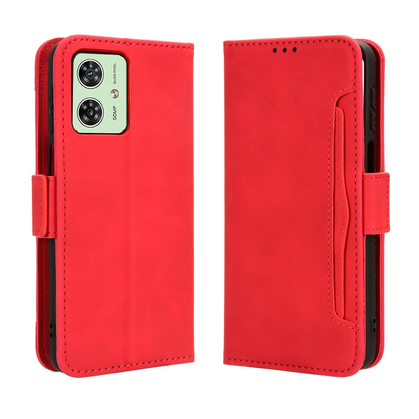 Motorola Moto G54 5G Skin Feel PU Leather Wallet Phone Case with Card Slots, Cash Pocket, Magnetic Closure, Built-In Stand, Full Protection TPU Cover