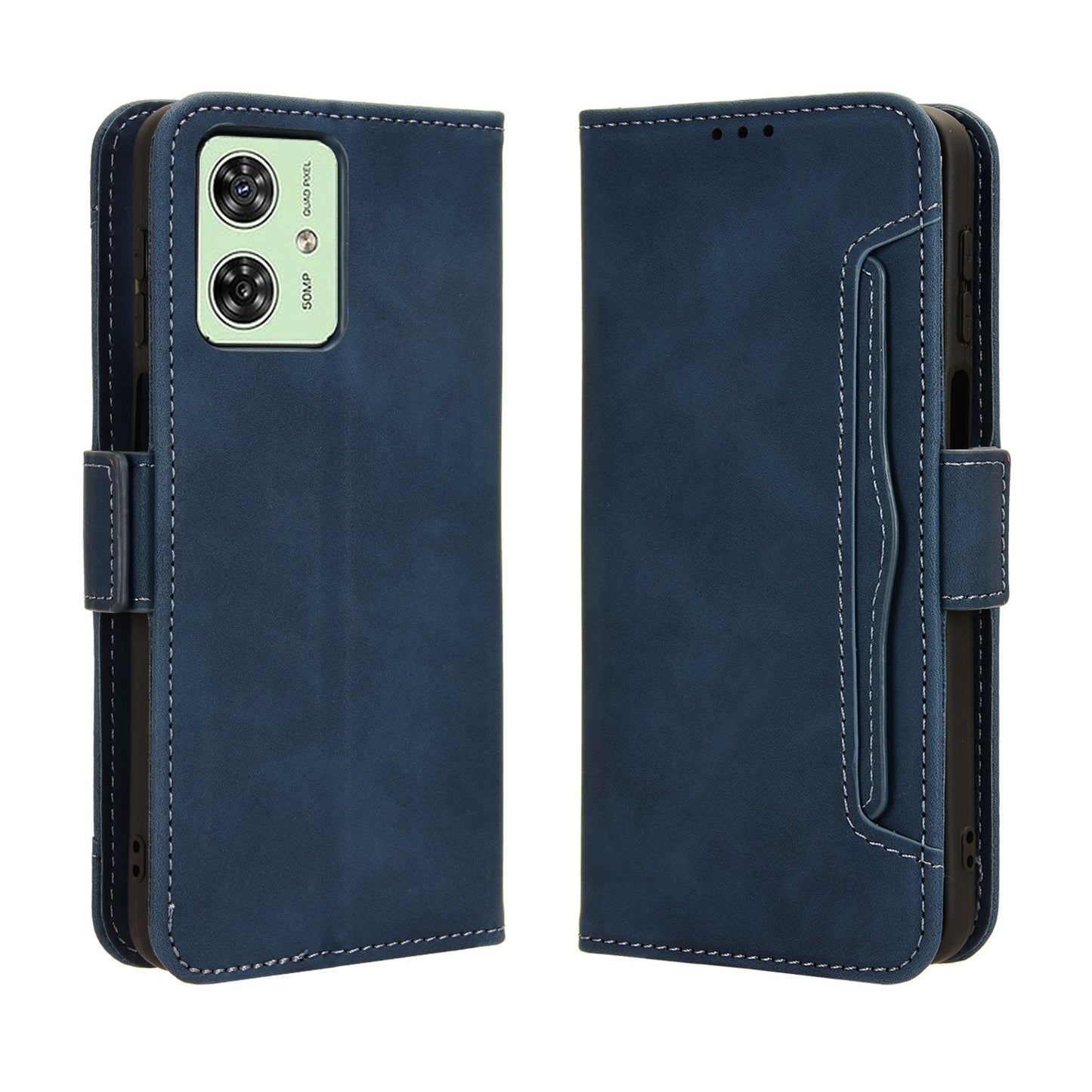 Motorola Moto G54 5G Skin Feel PU Leather Wallet Phone Case with Card Slots, Cash Pocket, Magnetic Closure, Built-In Stand, Full Protection TPU Cover