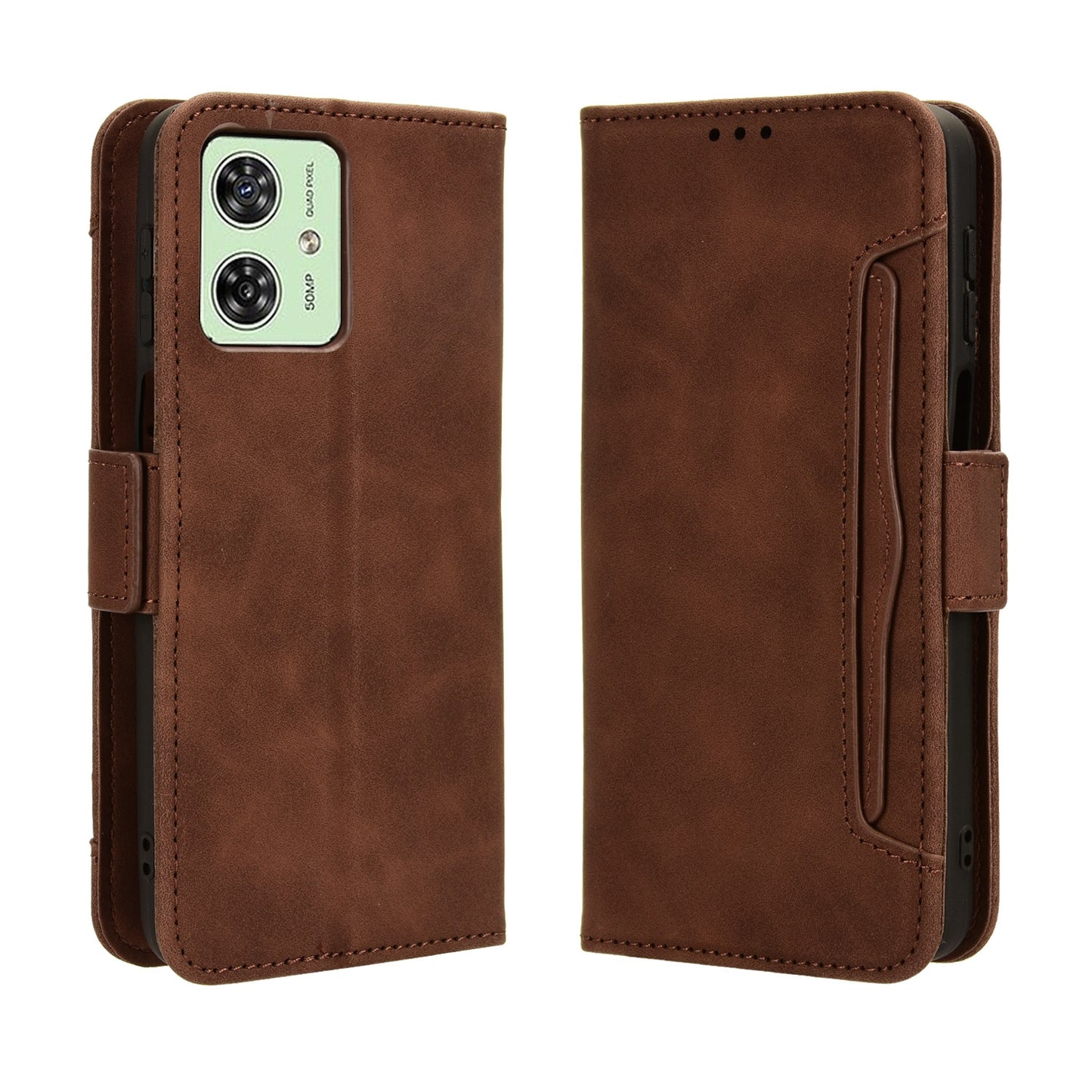 Motorola Moto G54 5G Skin Feel PU Leather Wallet Phone Case with Card Slots, Cash Pocket, Magnetic Closure, Built-In Stand, Full Protection TPU Cover