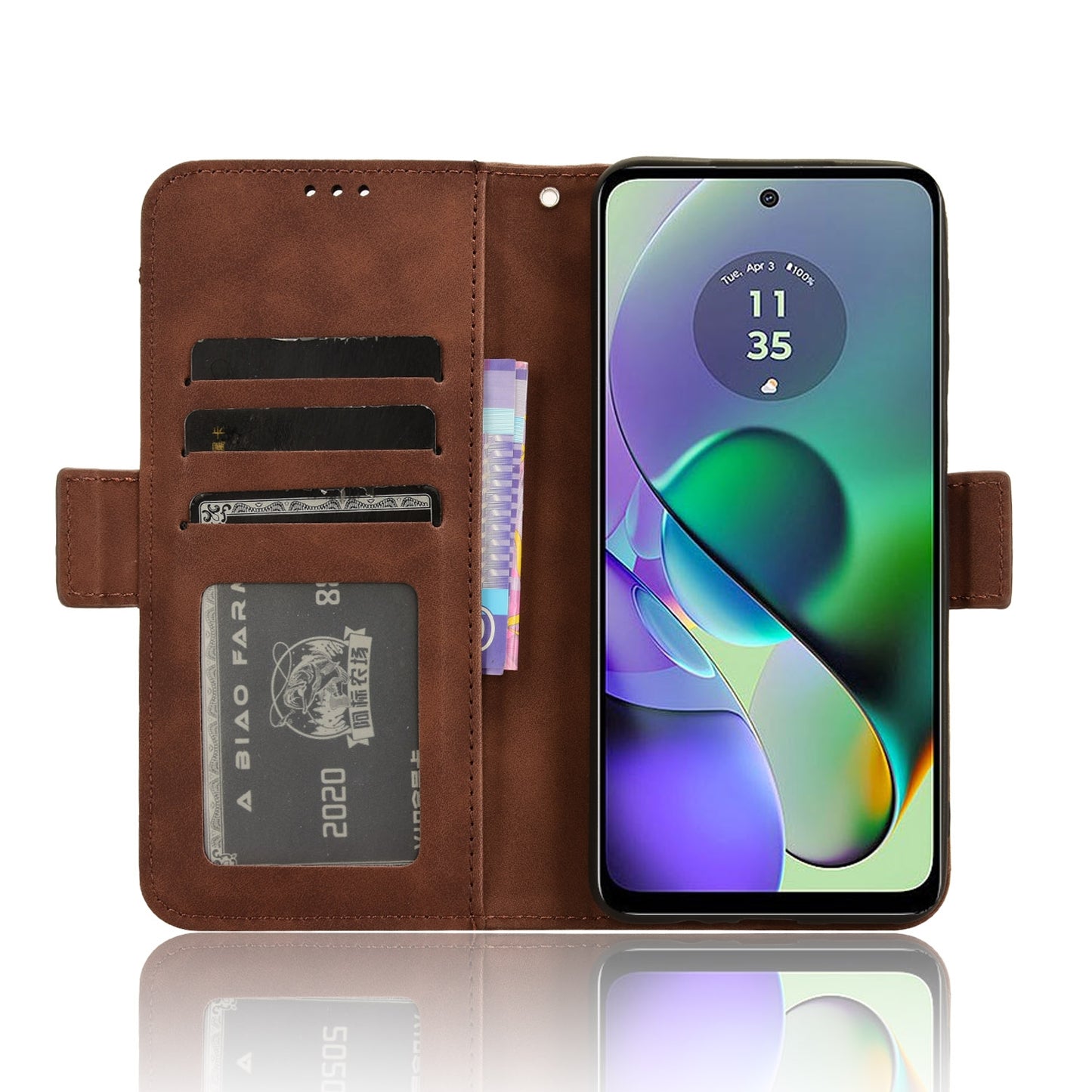 Motorola Moto G54 5G Skin Feel PU Leather Wallet Phone Case with Card Slots, Cash Pocket, Magnetic Closure, Built-In Stand, Full Protection TPU Cover