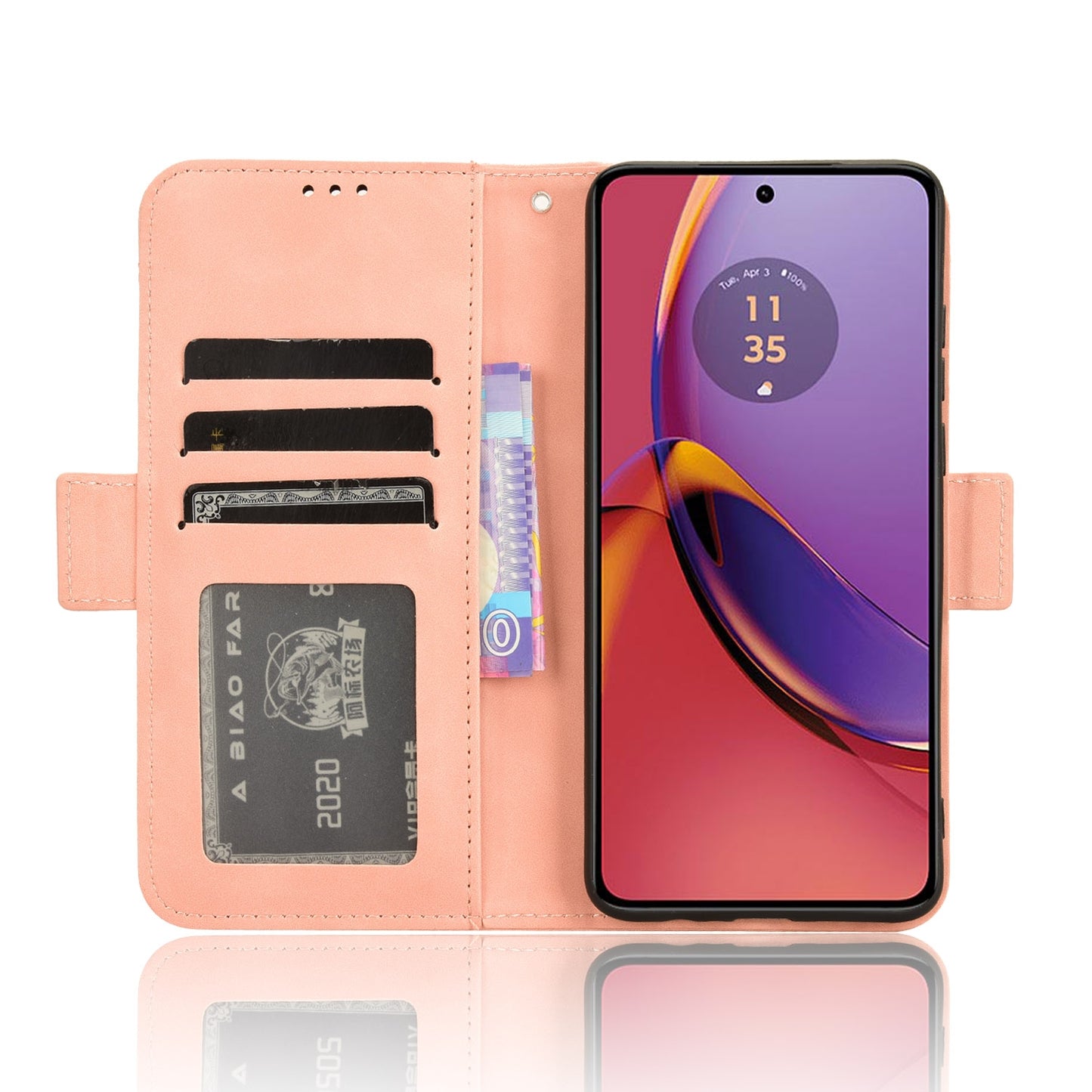 Motorola Moto G84 5G Skin Feel PU Leather Wallet Phone Case with Card Slots, Cash Pocket, Magnetic Closure, Built-In Stand, Full Protection TPU Cover