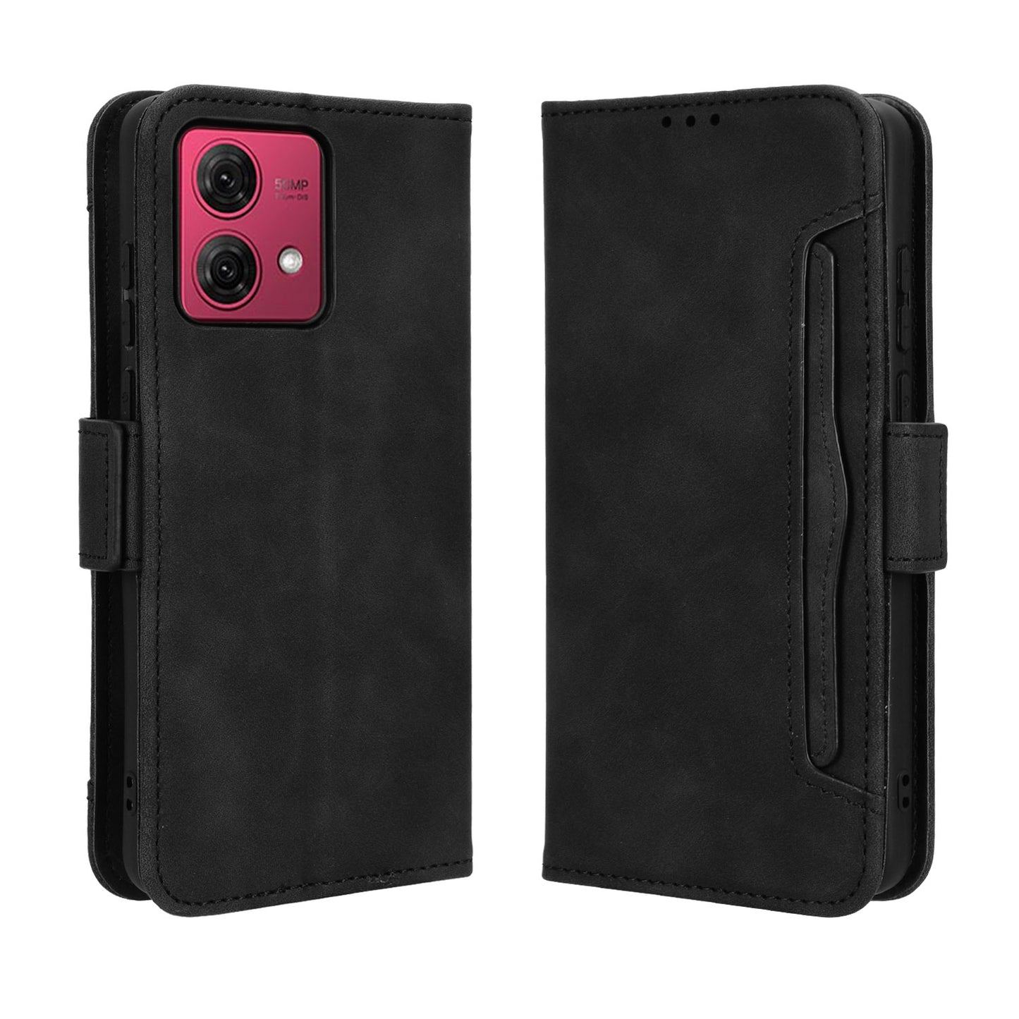 Motorola Moto G84 5G Skin Feel PU Leather Wallet Phone Case with Card Slots, Cash Pocket, Magnetic Closure, Built-In Stand, Full Protection TPU Cover