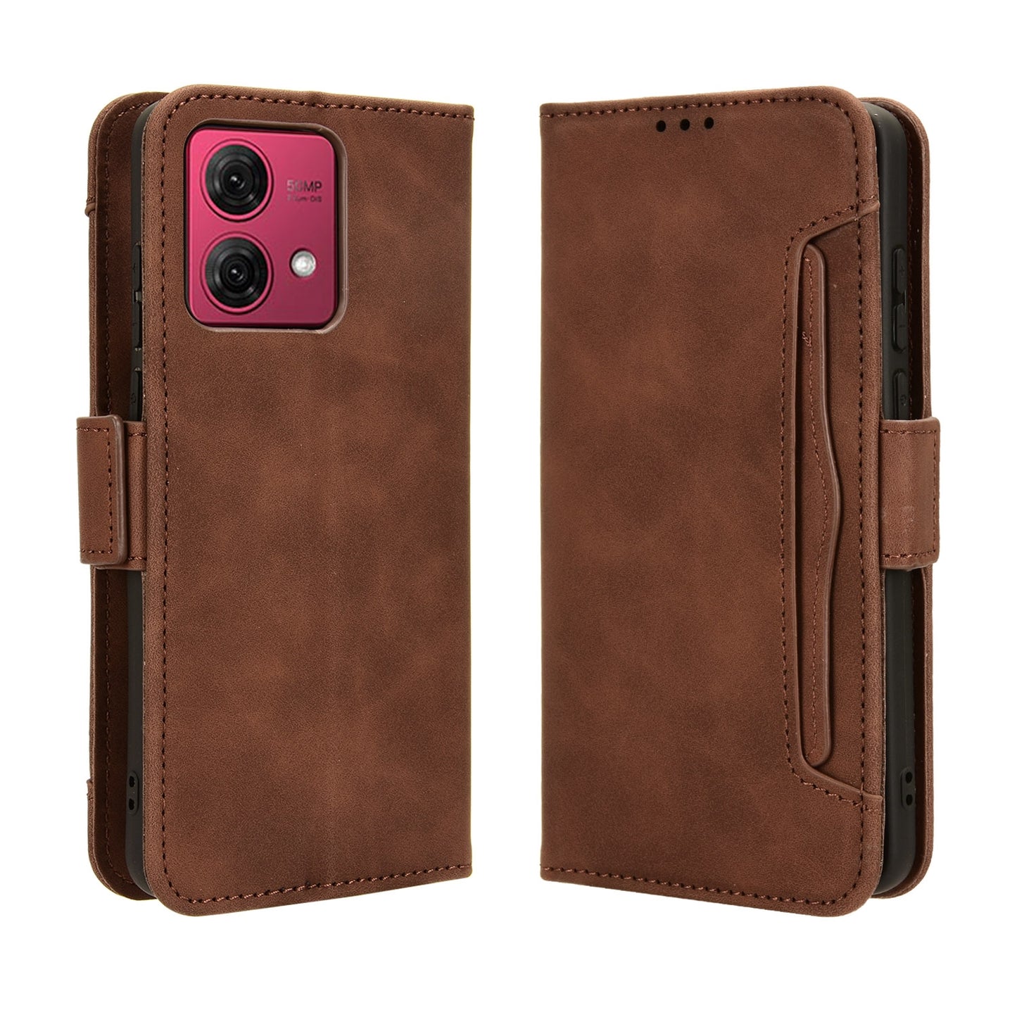 Motorola Moto G84 5G Skin Feel PU Leather Wallet Phone Case with Card Slots, Cash Pocket, Magnetic Closure, Built-In Stand, Full Protection TPU Cover