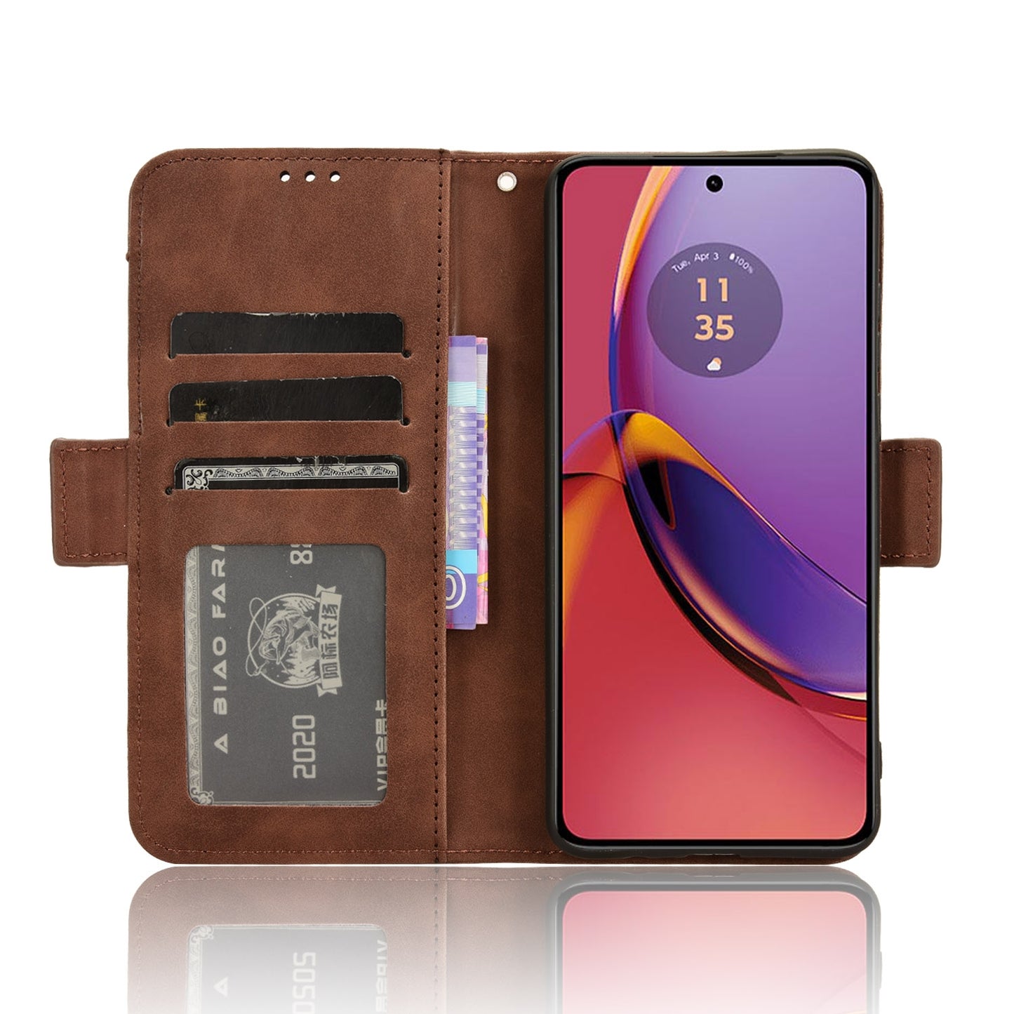 Motorola Moto G84 5G Skin Feel PU Leather Wallet Phone Case with Card Slots, Cash Pocket, Magnetic Closure, Built-In Stand, Full Protection TPU Cover