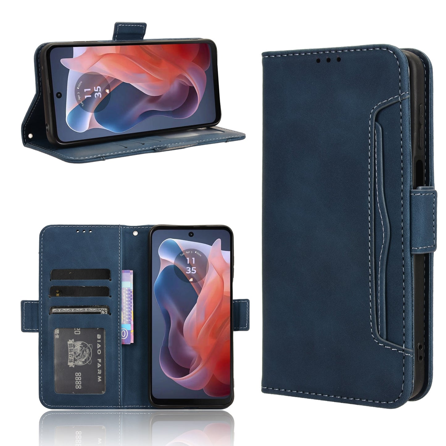 Motorola Moto G Play 4G 2024 Skin Feel PU Leather Wallet Phone Case with Card Slots, Cash Pocket, Magnetic Closure, Built-In Stand, Full Protection TPU Cover