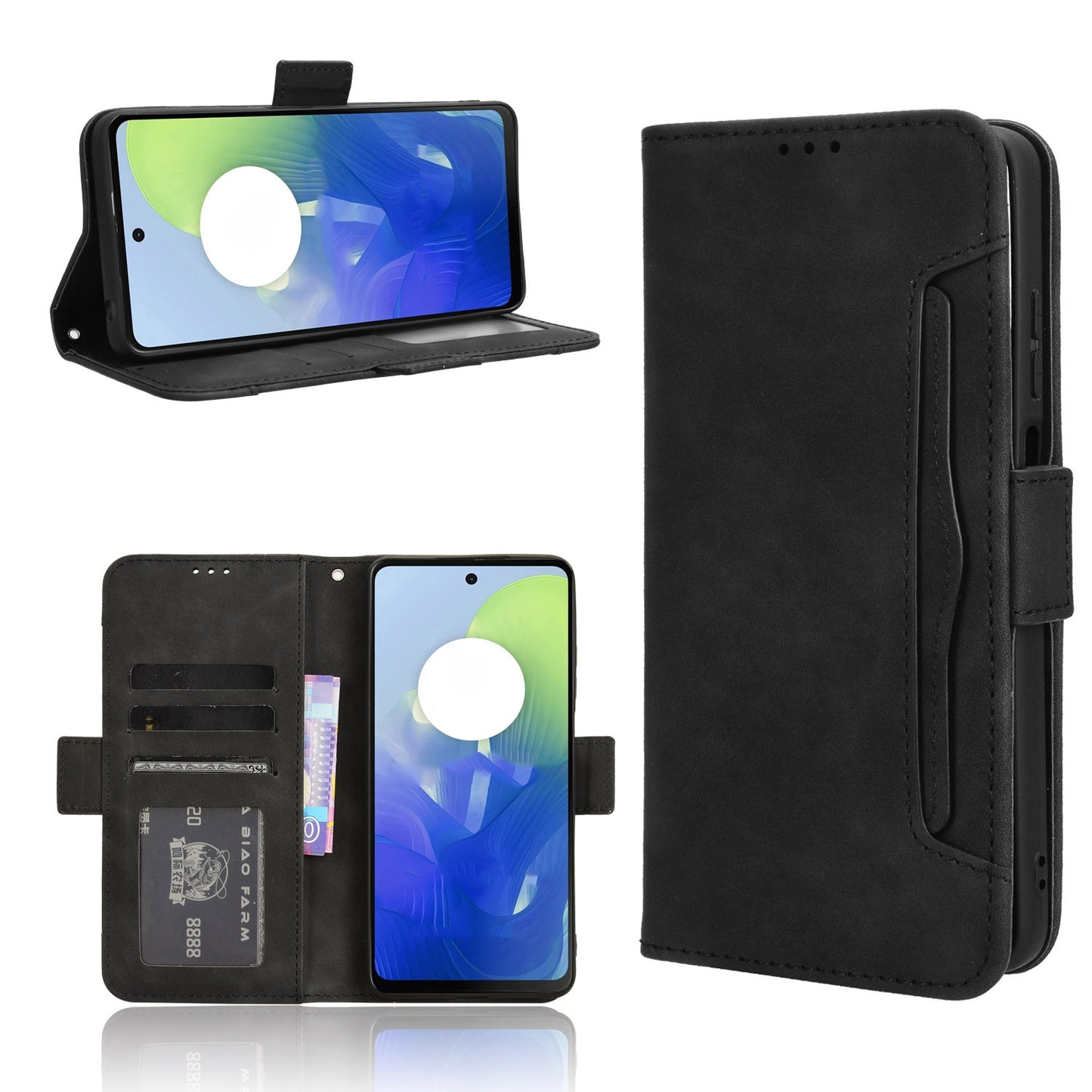 Motorola Moto G24 Skin Feel PU Leather Wallet Phone Case with Card Slots, Cash Pocket, Magnetic Closure, Built-In Stand, Full Protection TPU Cover