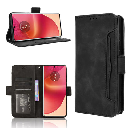 Motorola Edge 50 Fusion Skin Feel PU Leather Wallet Phone Case with Card Slots, Cash Pocket, Magnetic Closure, Built-In Stand, Full Protection TPU Cover