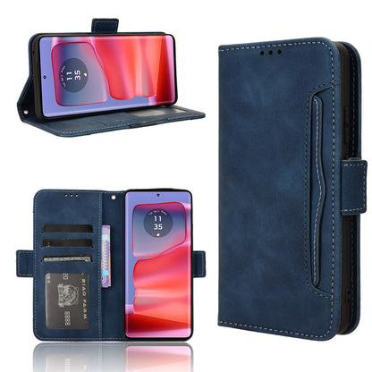 Motorola Edge 50 Pro Skin Feel PU Leather Wallet Phone Case with Card Slots, Cash Pocket, Magnetic Closure, Built-In Stand, Full Protection TPU Cover