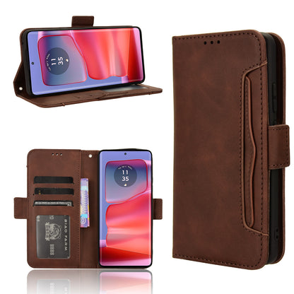 Motorola Edge 50 Pro Skin Feel PU Leather Wallet Phone Case with Card Slots, Cash Pocket, Magnetic Closure, Built-In Stand, Full Protection TPU Cover