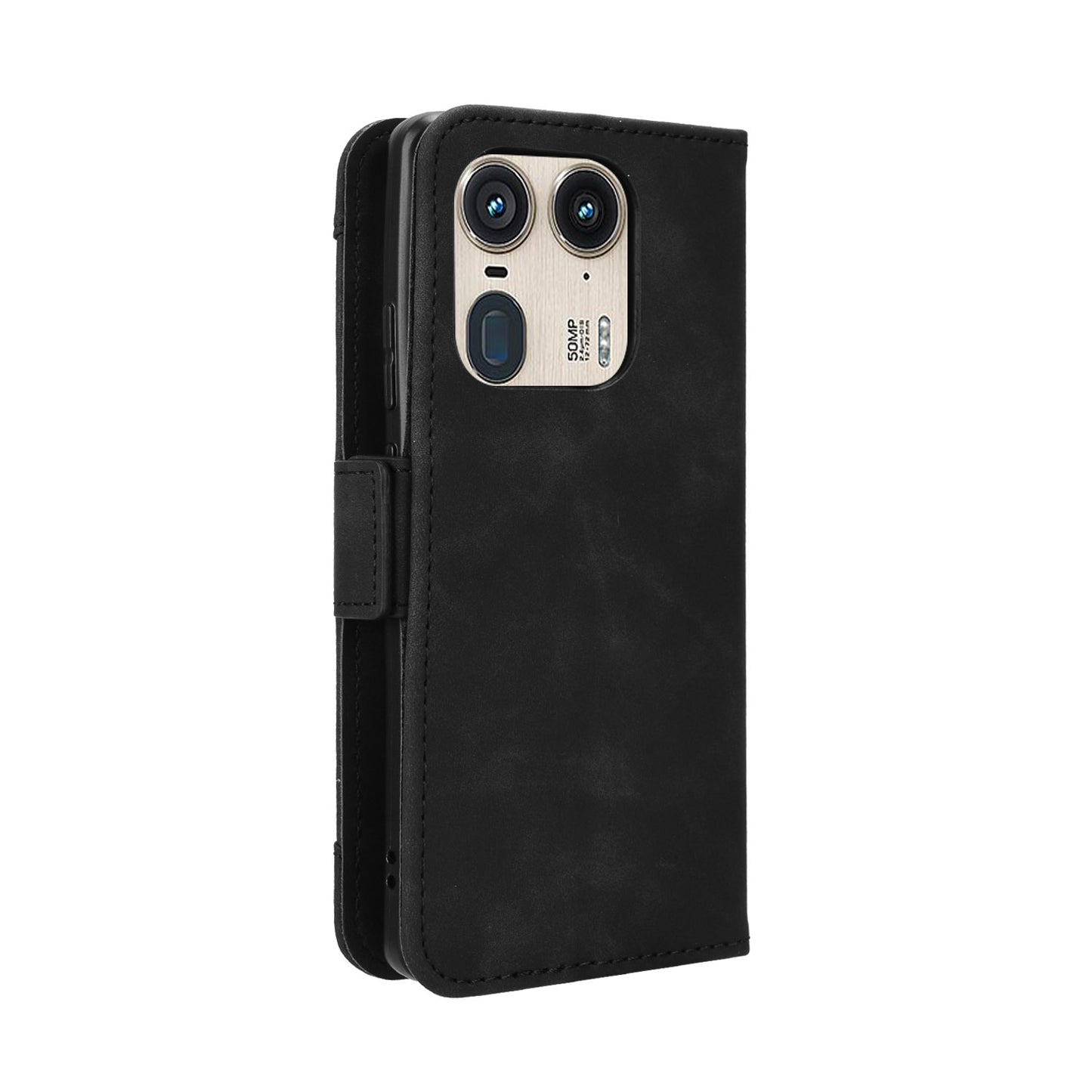 Motorola Edge 50 Ultra Skin Feel PU Leather Wallet Phone Case with Card Slots, Cash Pocket, Magnetic Closure, Built-In Stand, Full Protection TPU Cover