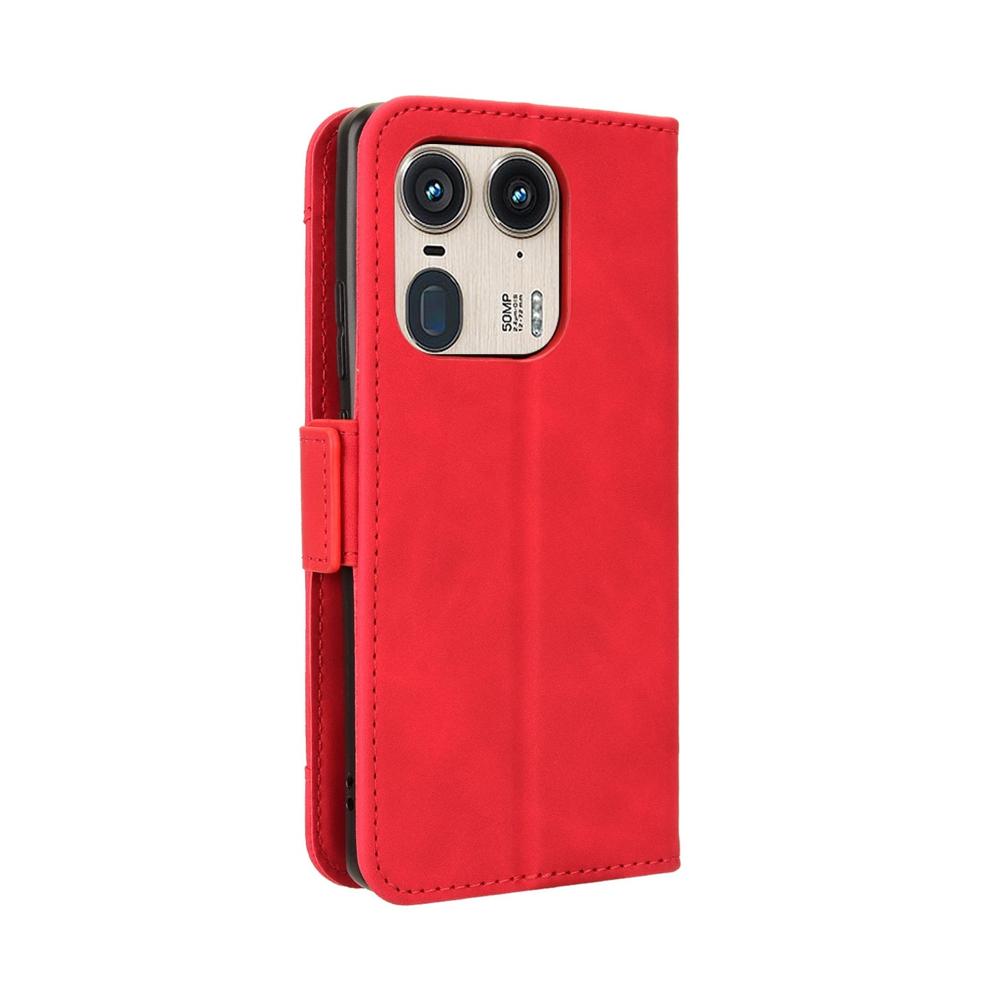 Motorola Moto X50 Ultra Skin Feel PU Leather Wallet Phone Case with Card Slots, Cash Pocket, Magnetic Closure, Built-In Stand, Full Protection TPU Cover