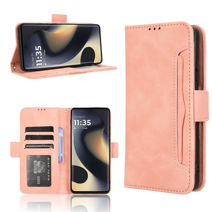 Motorola Edge 2024 5G Skin Feel PU Leather Wallet Phone Case with Card Slots, Cash Pocket, Magnetic Closure, Built-In Stand, Full Protection TPU Cover