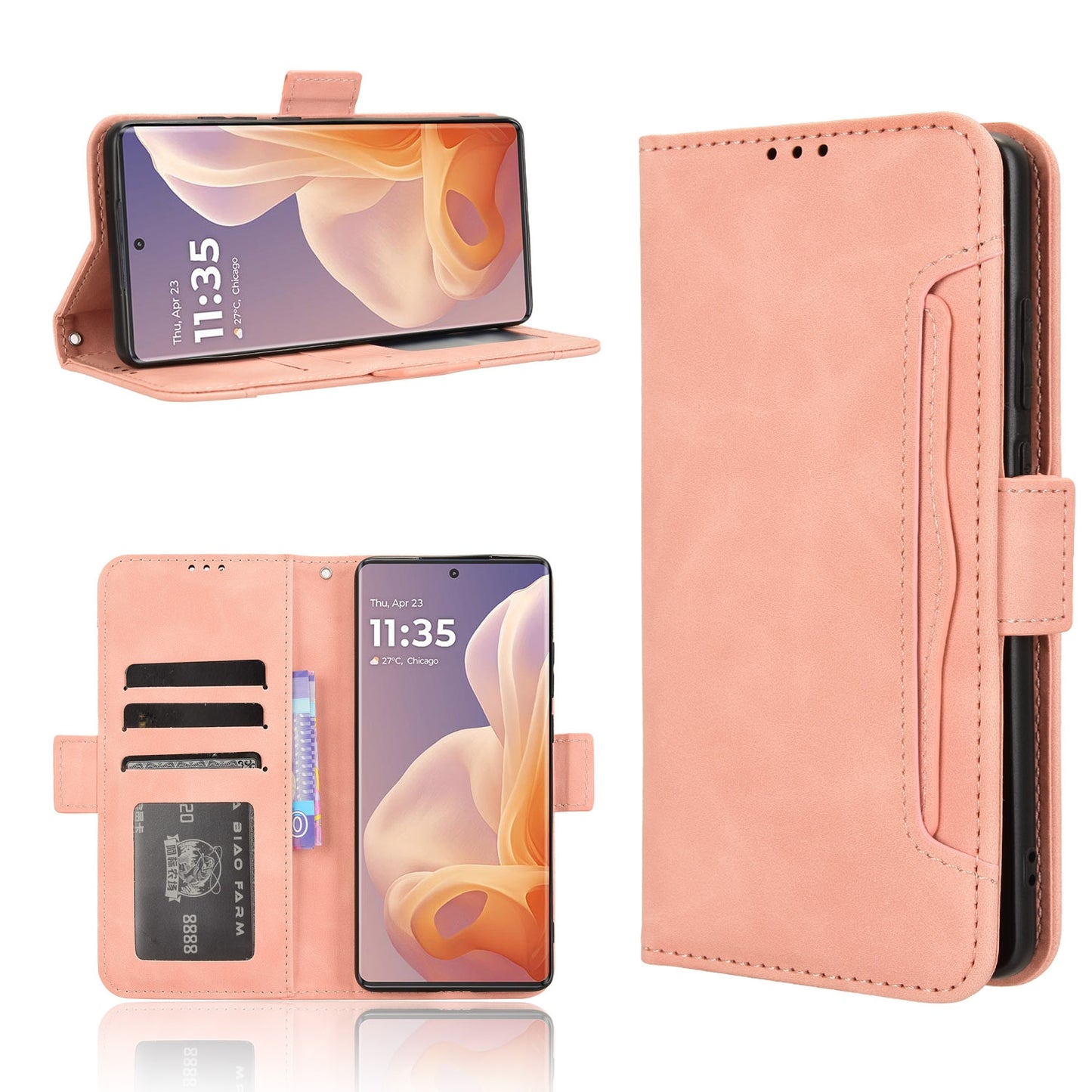 Motorola Moto G85 5G Skin Feel PU Leather Wallet Phone Case with Card Slots, Cash Pocket, Magnetic Closure, Built-In Stand, Full Protection TPU Cover