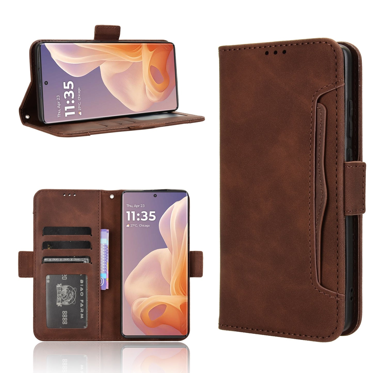 Motorola Moto G85 5G Skin Feel PU Leather Wallet Phone Case with Card Slots, Cash Pocket, Magnetic Closure, Built-In Stand, Full Protection TPU Cover