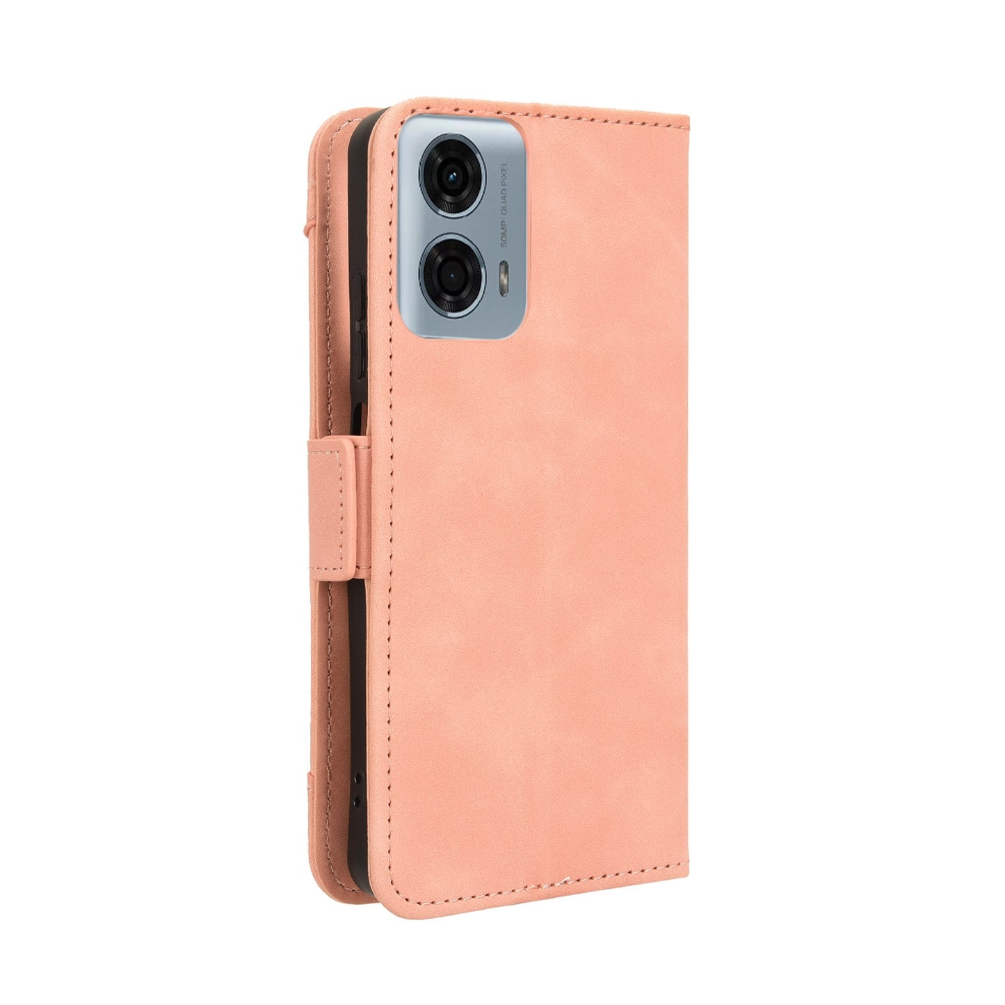 Motorola Moto G34 5G Skin Feel PU Leather Wallet Phone Case with Card Slots, Cash Pocket, Magnetic Closure, Built-In Stand, Full Protection TPU Cover