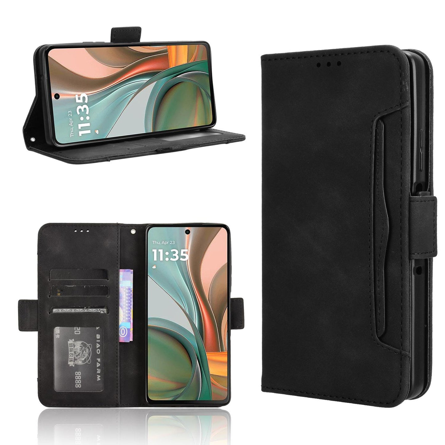 Motorola Moto G75 5G Skin Feel PU Leather Wallet Phone Case with Card Slots, Cash Pocket, Magnetic Closure, Built-In Stand, Full Protection TPU Cover