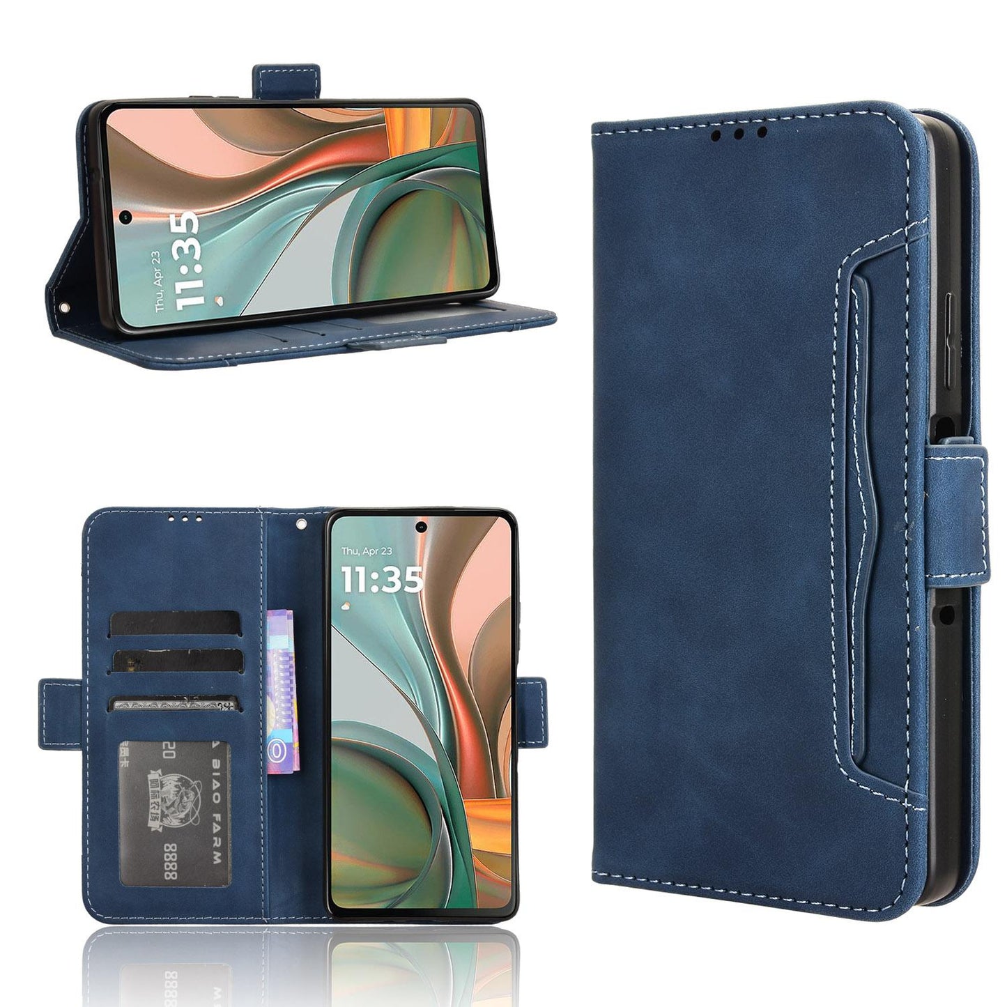 Motorola Moto G75 5G Skin Feel PU Leather Wallet Phone Case with Card Slots, Cash Pocket, Magnetic Closure, Built-In Stand, Full Protection TPU Cover