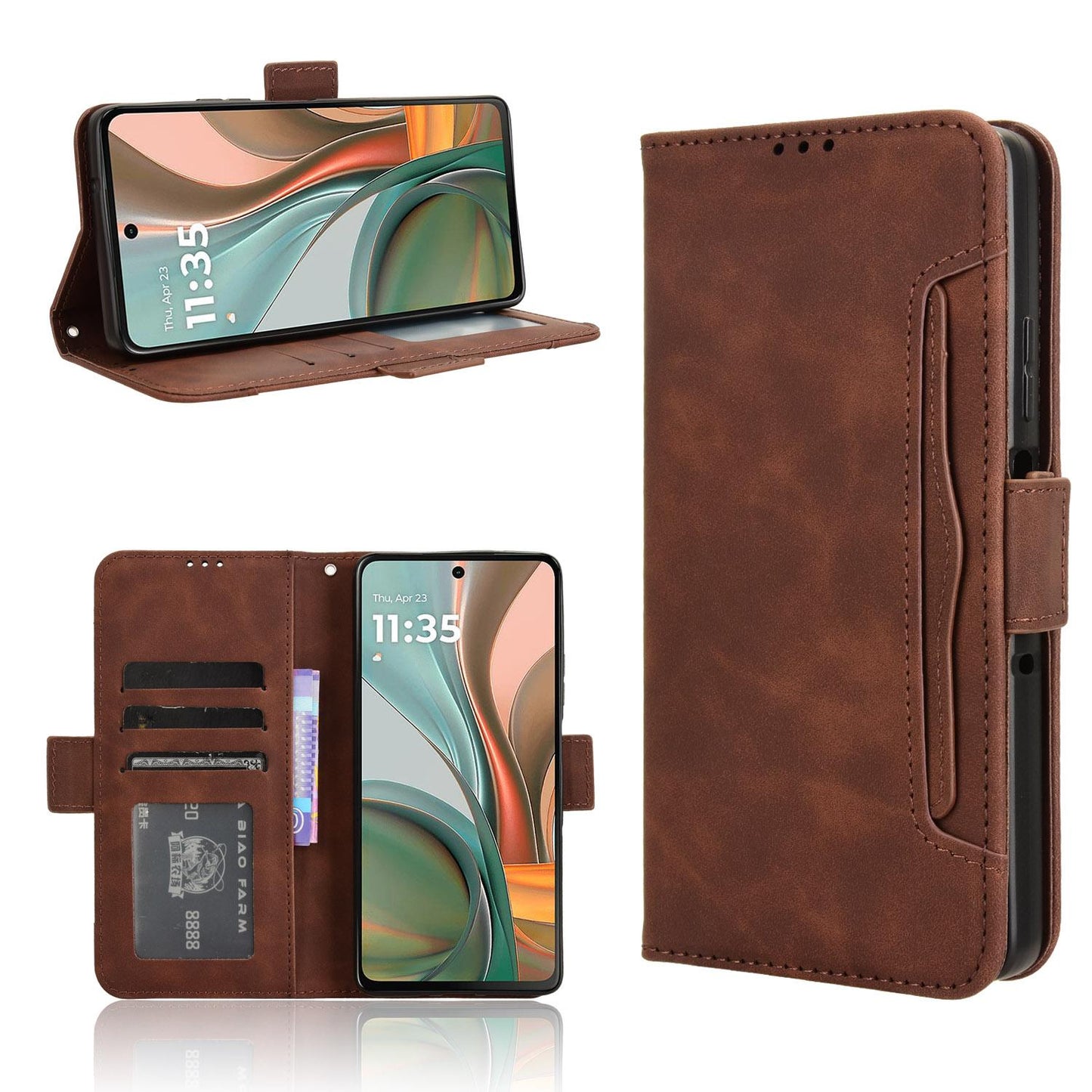 Motorola Moto G75 5G Skin Feel PU Leather Wallet Phone Case with Card Slots, Cash Pocket, Magnetic Closure, Built-In Stand, Full Protection TPU Cover