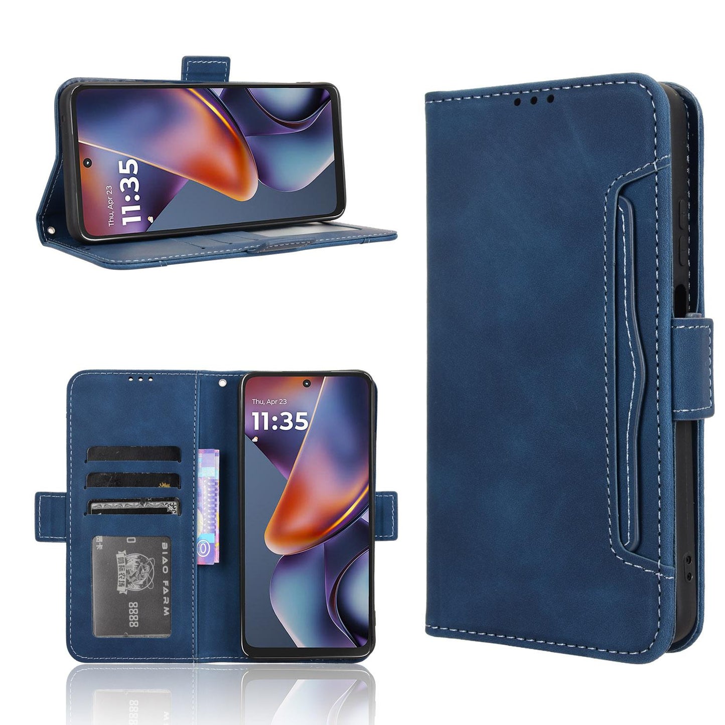 Motorola Moto G 5G 2025 Skin Feel PU Leather Wallet Phone Case with Card Slots, Cash Pocket, Magnetic Closure, Built-In Stand, Full Protection TPU Cover
