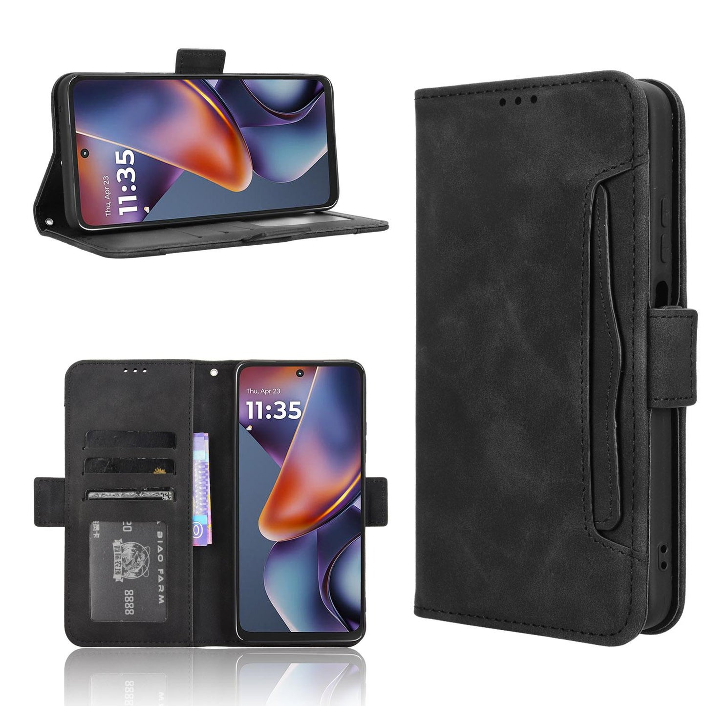 Motorola Moto G Play 2025 Skin Feel PU Leather Wallet Phone Case with Card Slots, Cash Pocket, Magnetic Closure, Built-In Stand, Full Protection TPU Cover