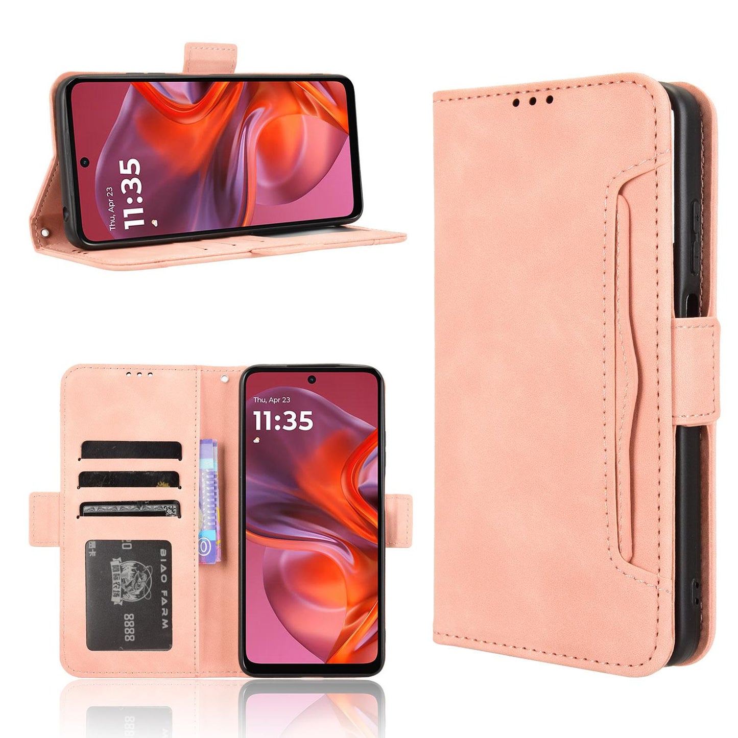Motorola Moto G05 4G Skin Feel PU Leather Wallet Phone Case with Card Slots, Cash Pocket, Magnetic Closure, Built-In Stand, Full Protection TPU Cover