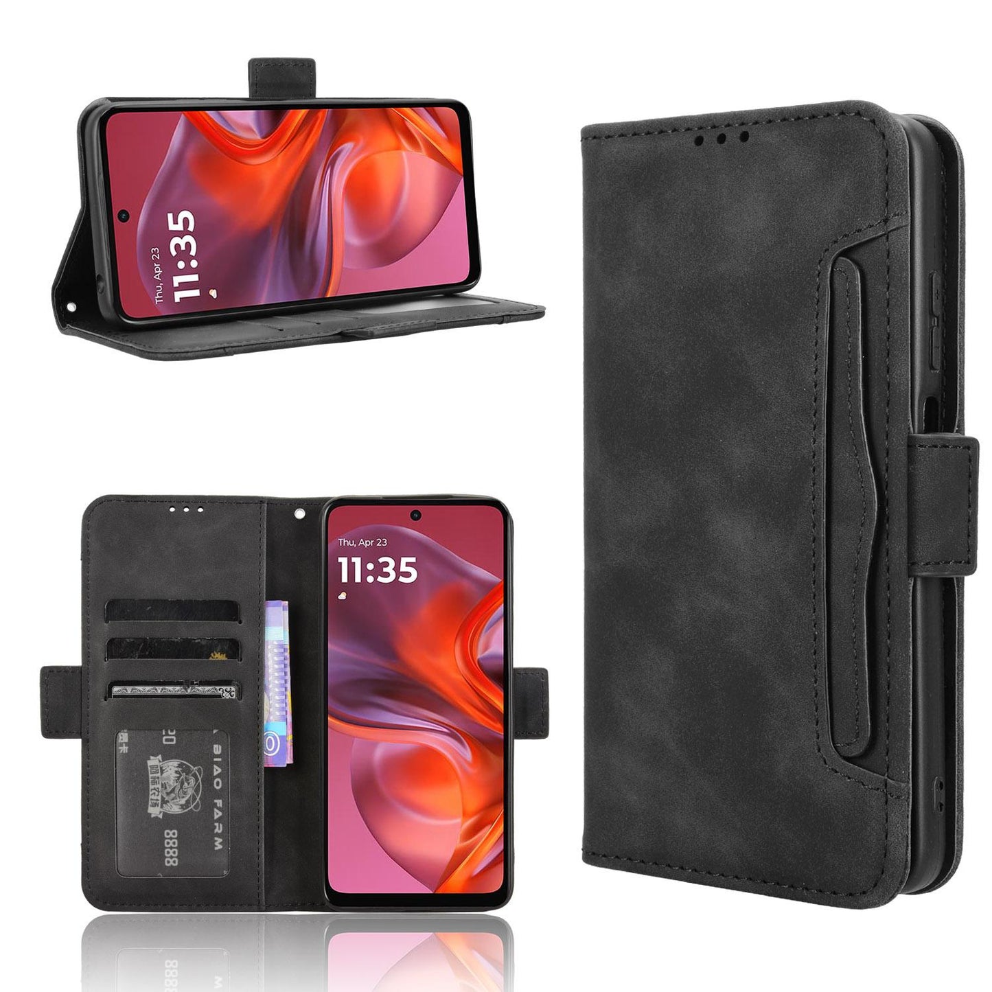 Motorola Moto G05 4G Skin Feel PU Leather Wallet Phone Case with Card Slots, Cash Pocket, Magnetic Closure, Built-In Stand, Full Protection TPU Cover