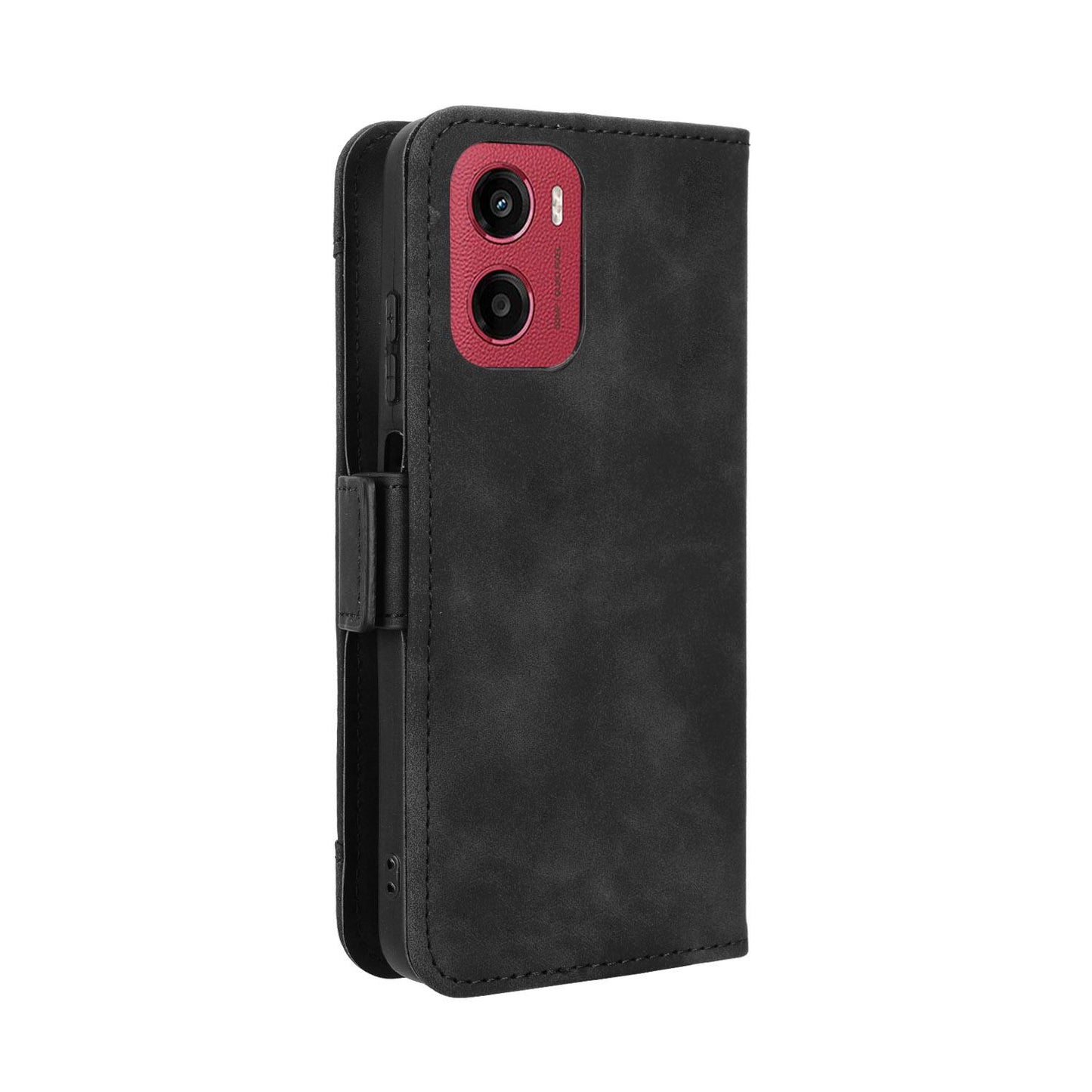 Motorola Moto E15 4G Skin Feel PU Leather Wallet Phone Case with Card Slots, Cash Pocket, Magnetic Closure, Built-In Stand, Full Protection TPU Cover