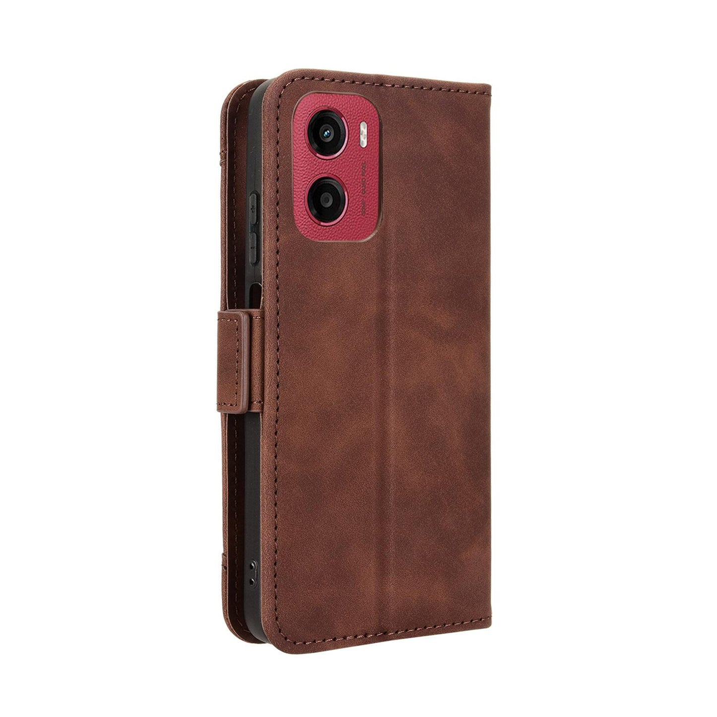 Motorola Moto E15 4G Skin Feel PU Leather Wallet Phone Case with Card Slots, Cash Pocket, Magnetic Closure, Built-In Stand, Full Protection TPU Cover