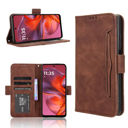 Motorola Moto E15 4G Skin Feel PU Leather Wallet Phone Case with Card Slots, Cash Pocket, Magnetic Closure, Built-In Stand, Full Protection TPU Cover