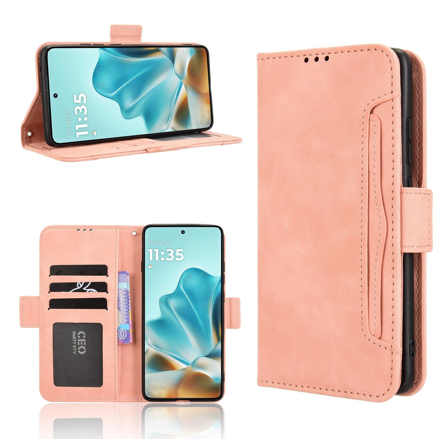 Motorola Edge 60 Fusion Skin Feel PU Leather Wallet Phone Case with Card Slots, Cash Pocket, Magnetic Closure, Built-In Stand, Full Protection TPU Cover